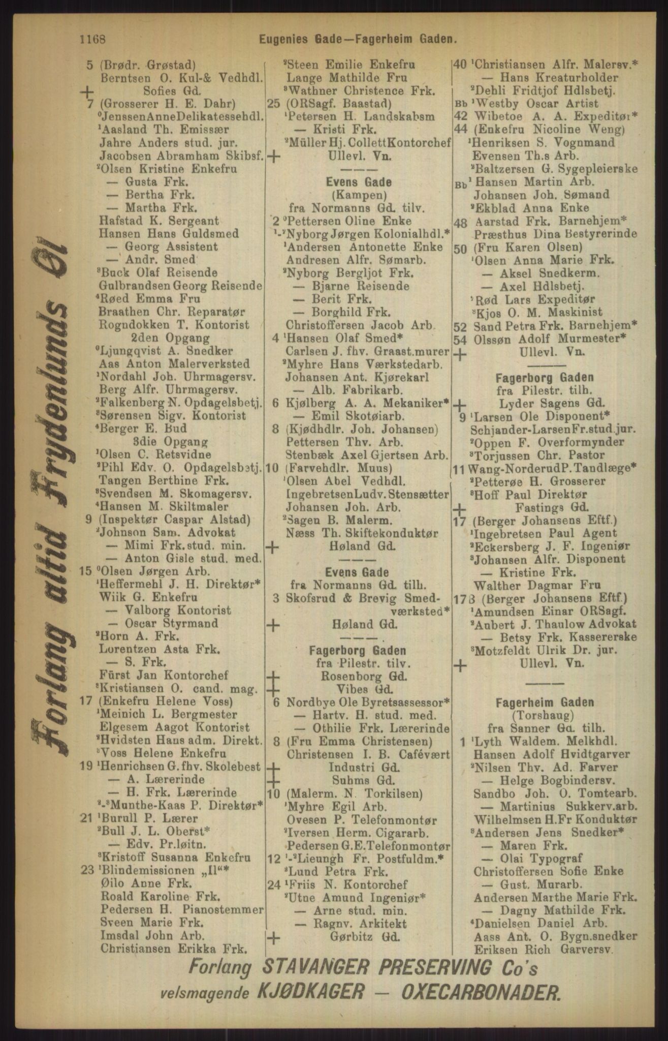 Kristiania/Oslo adressebok, PUBL/-, 1911, s. 1168