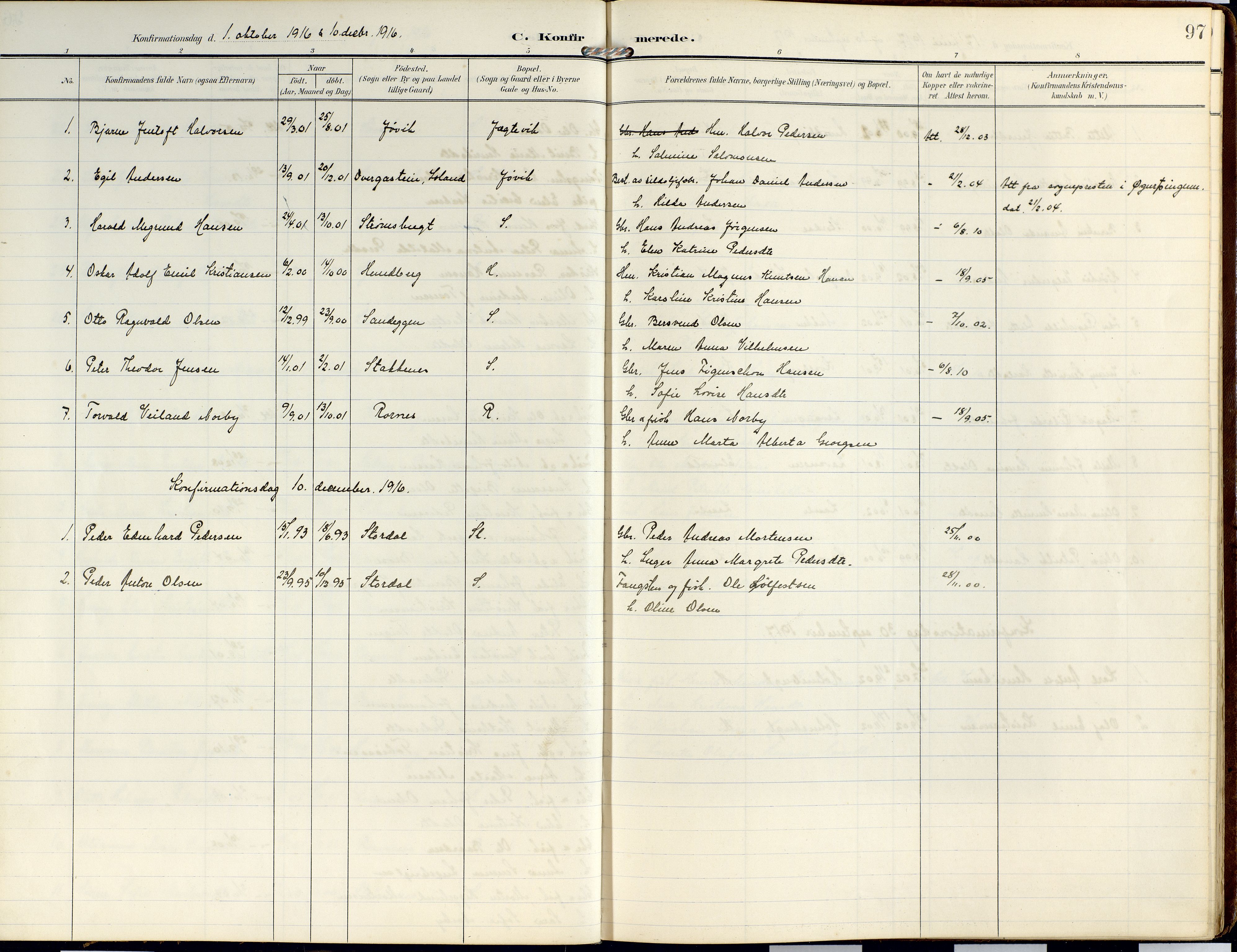Lyngen sokneprestembete, AV/SATØ-S-1289/H/He/Hea/L0014kirke: Ministerialbok nr. 14, 1905-1920, s. 97