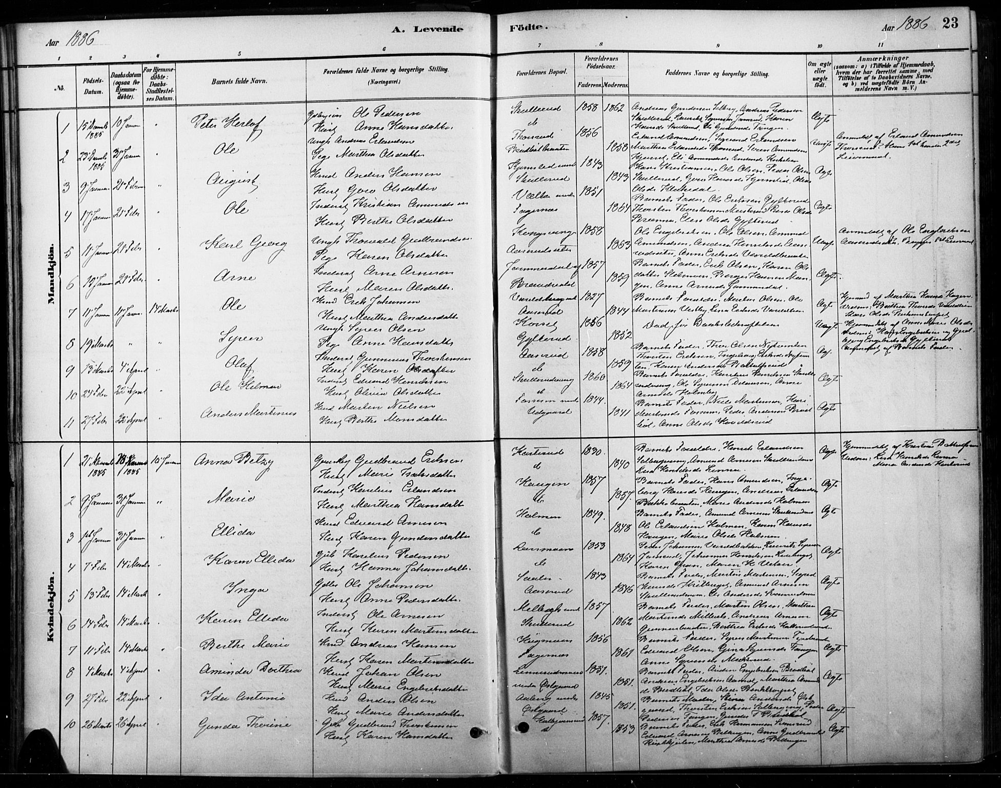 Vinger prestekontor, AV/SAH-PREST-024/H/Ha/Haa/L0015: Ministerialbok nr. 15, 1881-1900, s. 23