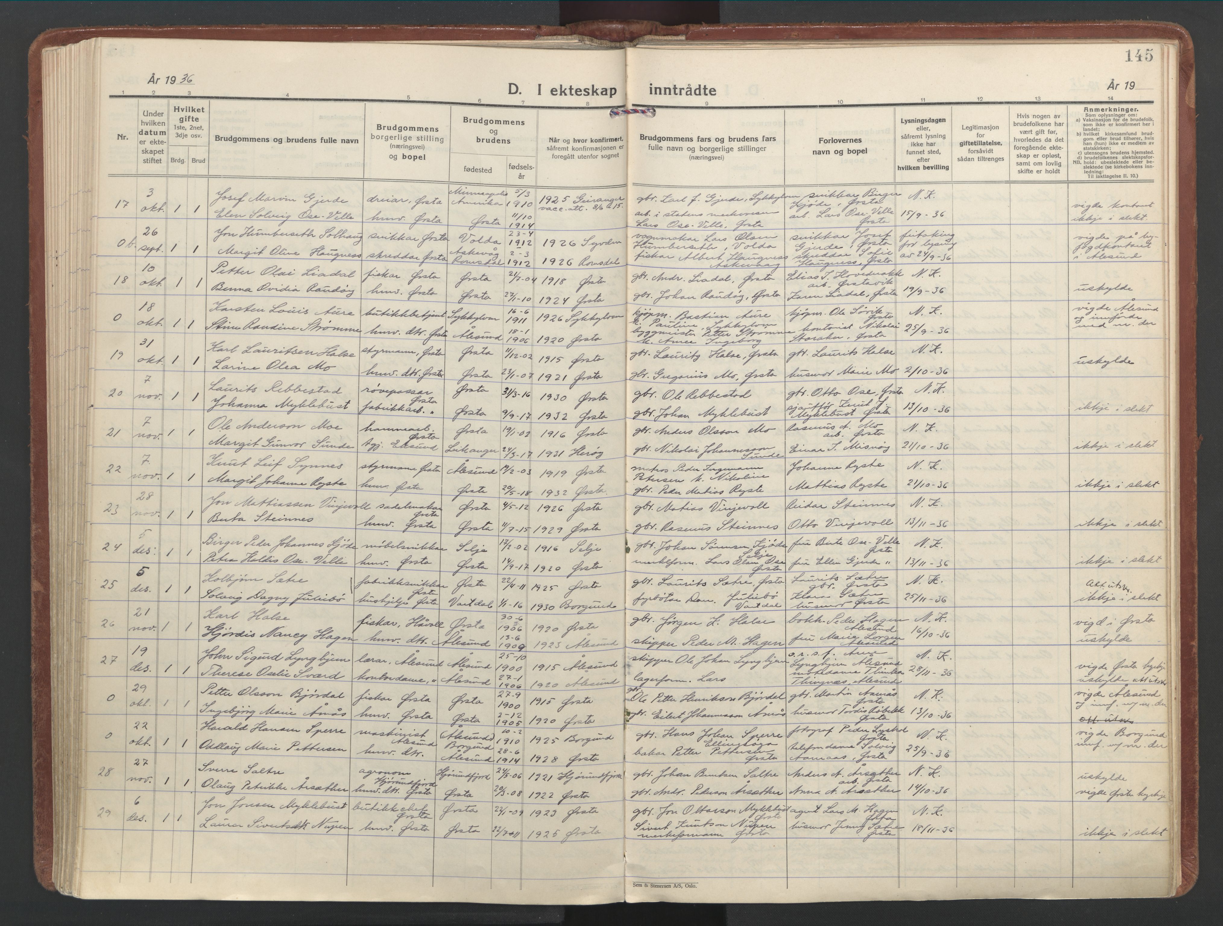 Ministerialprotokoller, klokkerbøker og fødselsregistre - Møre og Romsdal, AV/SAT-A-1454/513/L0181: Ministerialbok nr. 513A08, 1930-1943, s. 145