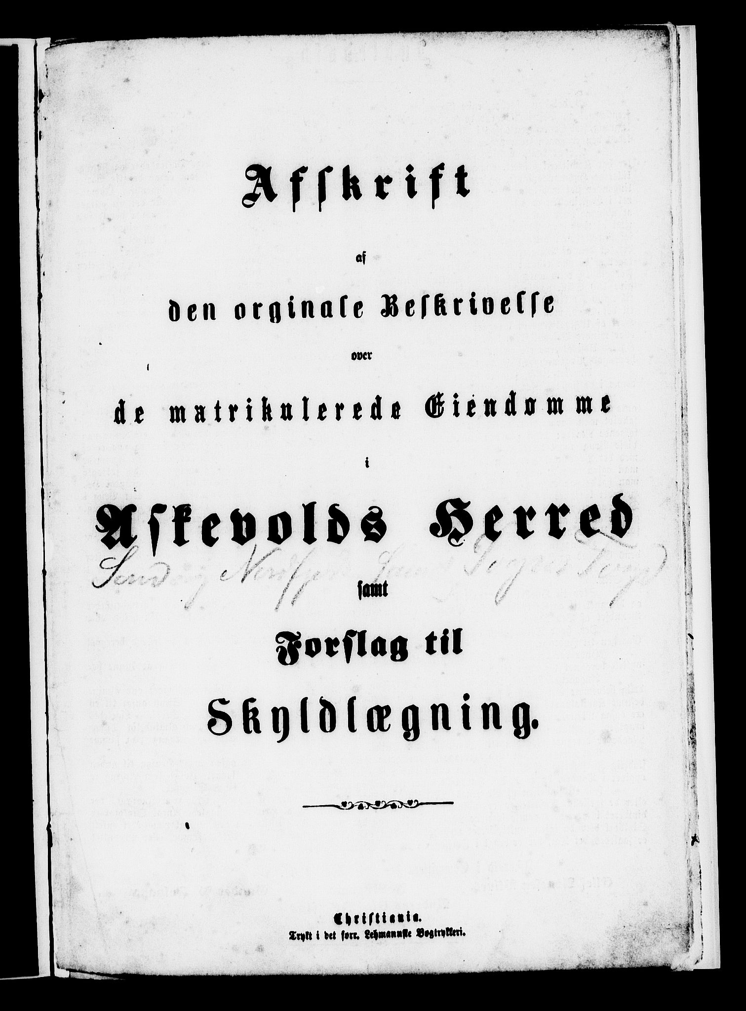 Matrikkelrevisjonen av 1863, RA/S-1530/F/Fe/L0267: Askvold, 1863