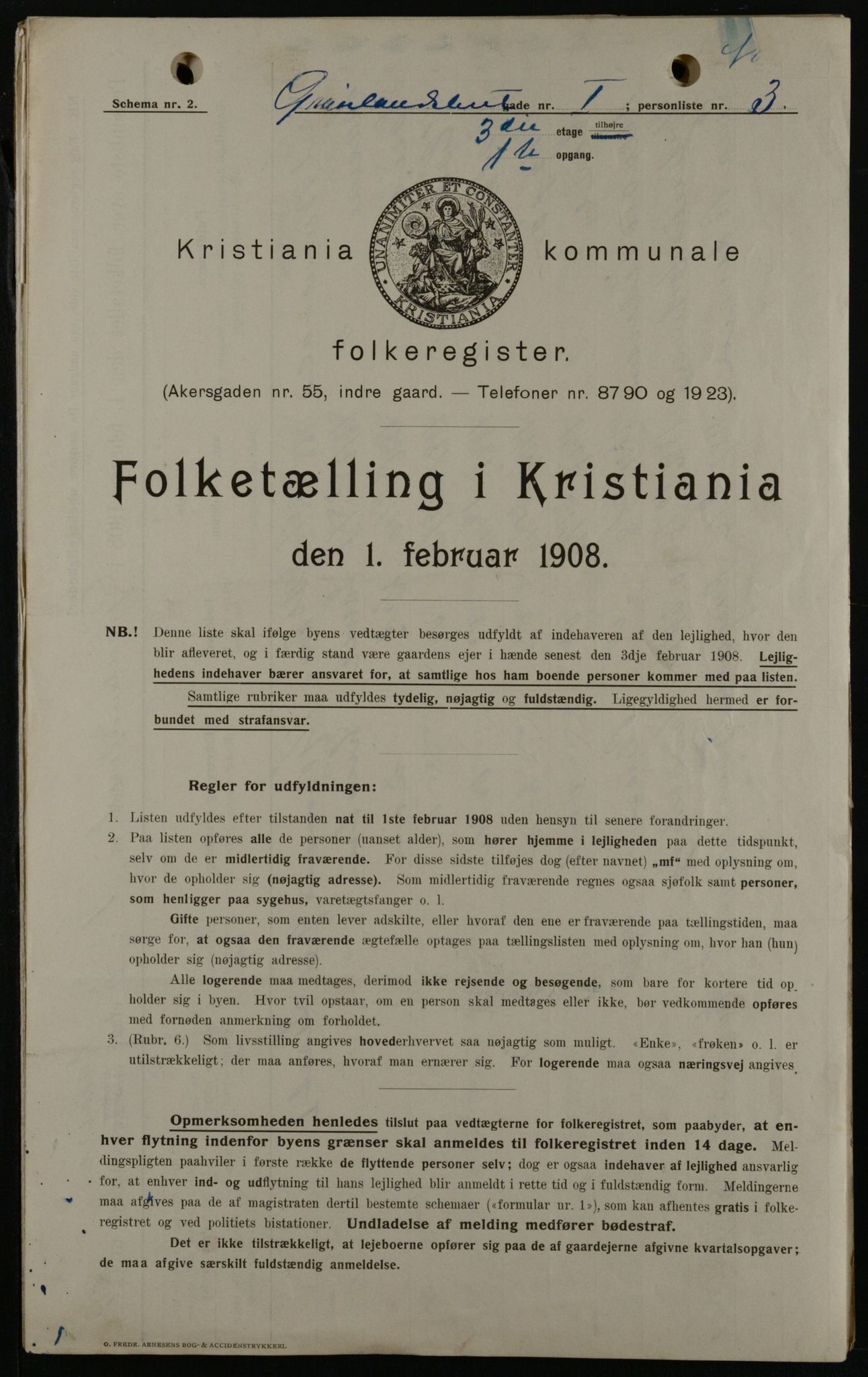 OBA, Kommunal folketelling 1.2.1908 for Kristiania kjøpstad, 1908, s. 28464