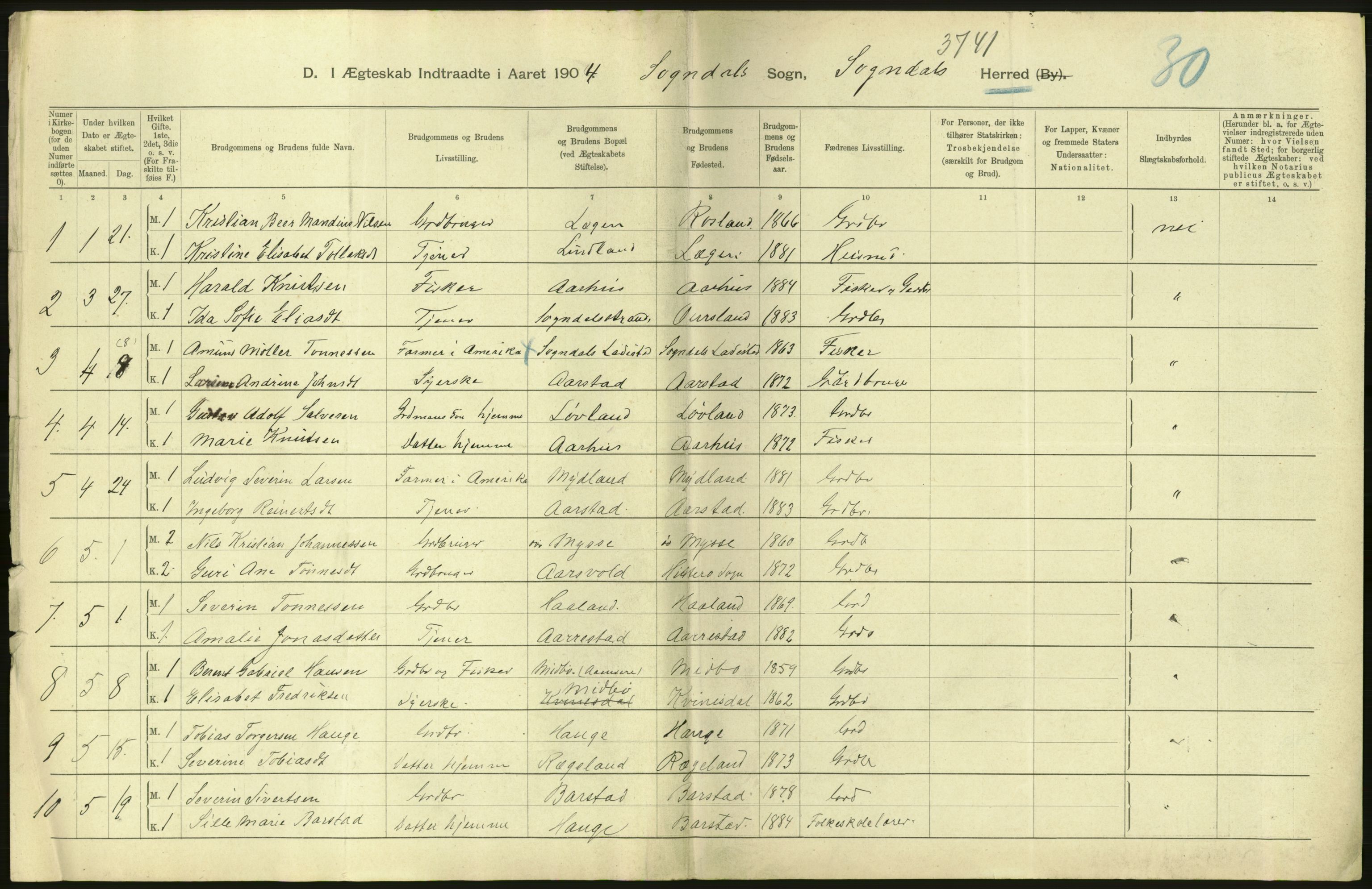 Statistisk sentralbyrå, Sosiodemografiske emner, Befolkning, AV/RA-S-2228/D/Df/Dfa/Dfab/L0012: Stavanger amt: Fødte, gifte, døde, 1904, s. 808