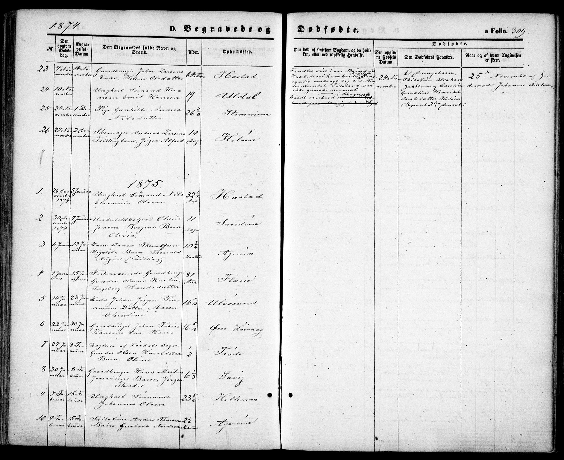 Høvåg sokneprestkontor, SAK/1111-0025/F/Fa/L0004: Ministerialbok nr. A 4, 1859-1877, s. 309