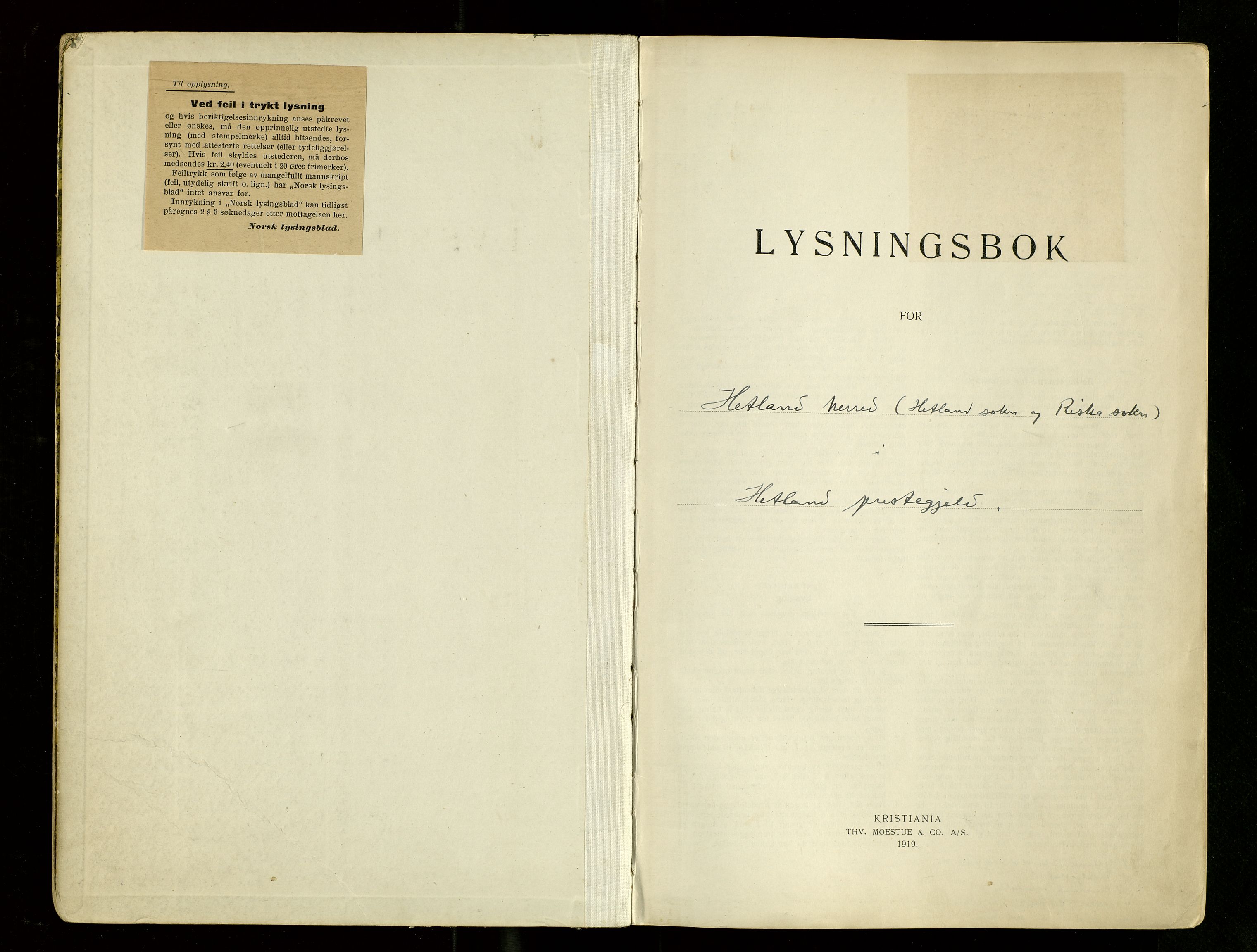 Hetland sokneprestkontor, AV/SAST-A-101826/70/705BA/L0007: Lysningsprotokoll nr. 7, 1939-1951