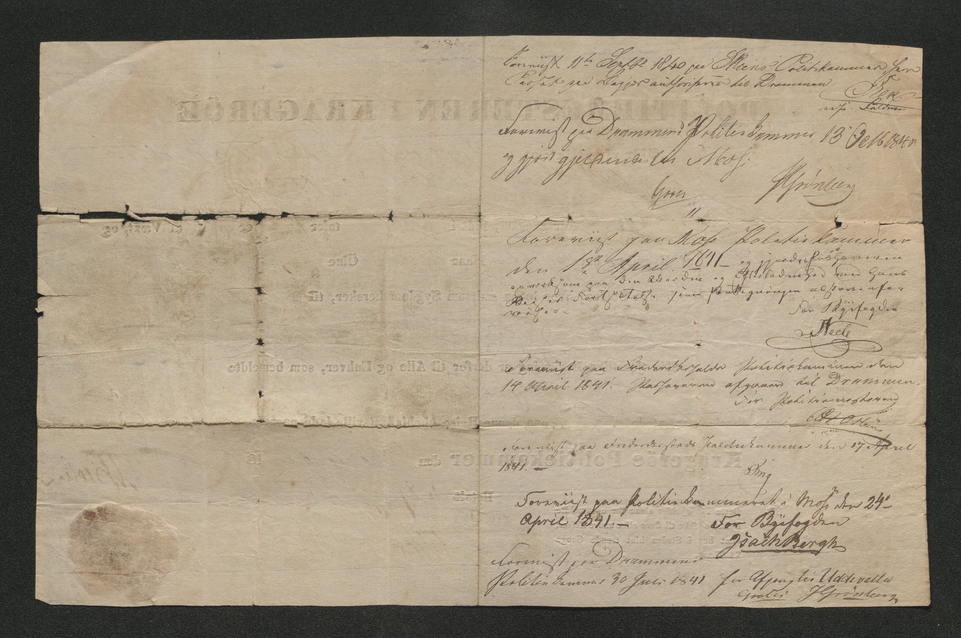 Drammen politikammer, SAKO/A-623/I/Ia/Iab/L0006: Innleverte pass, 1841-1842, s. 230