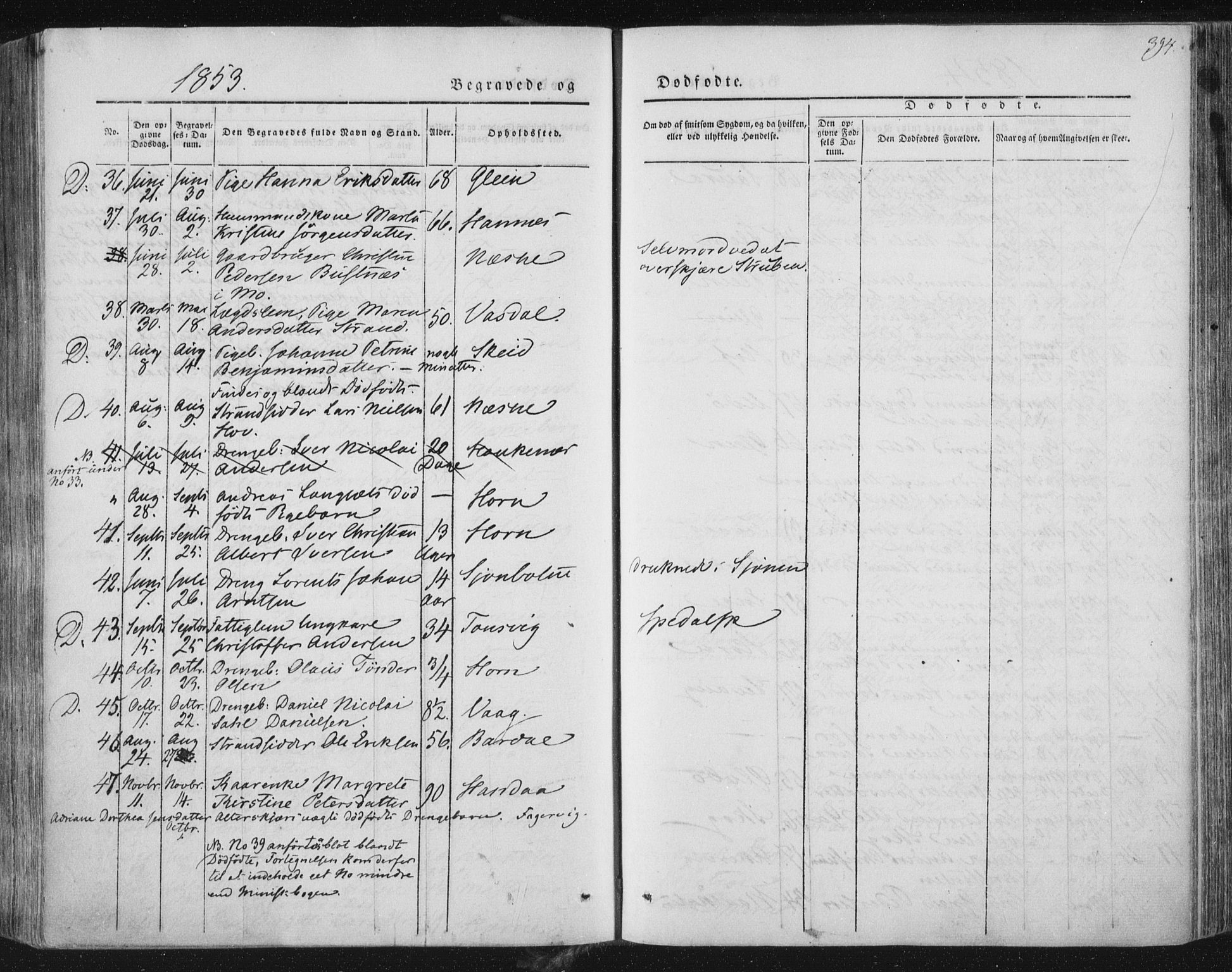 Ministerialprotokoller, klokkerbøker og fødselsregistre - Nordland, AV/SAT-A-1459/838/L0549: Ministerialbok nr. 838A07, 1840-1854, s. 394