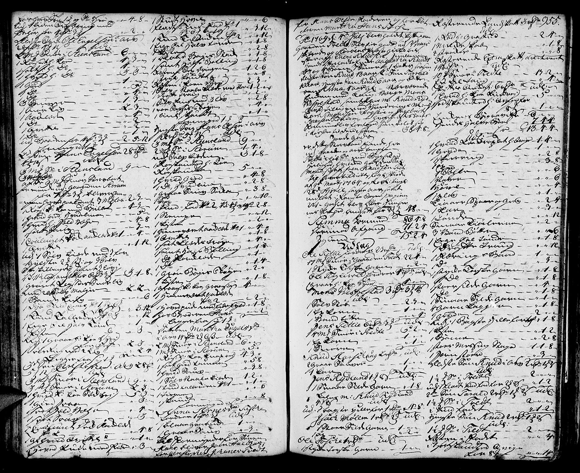 Sunnhordland sorenskrivar, SAB/A-2401/1/H/Ha/Haa/L0007: Skifteprotokollar. Register på lesesal. Fol. 901- ut, 1768-1773, s. 954b-955a