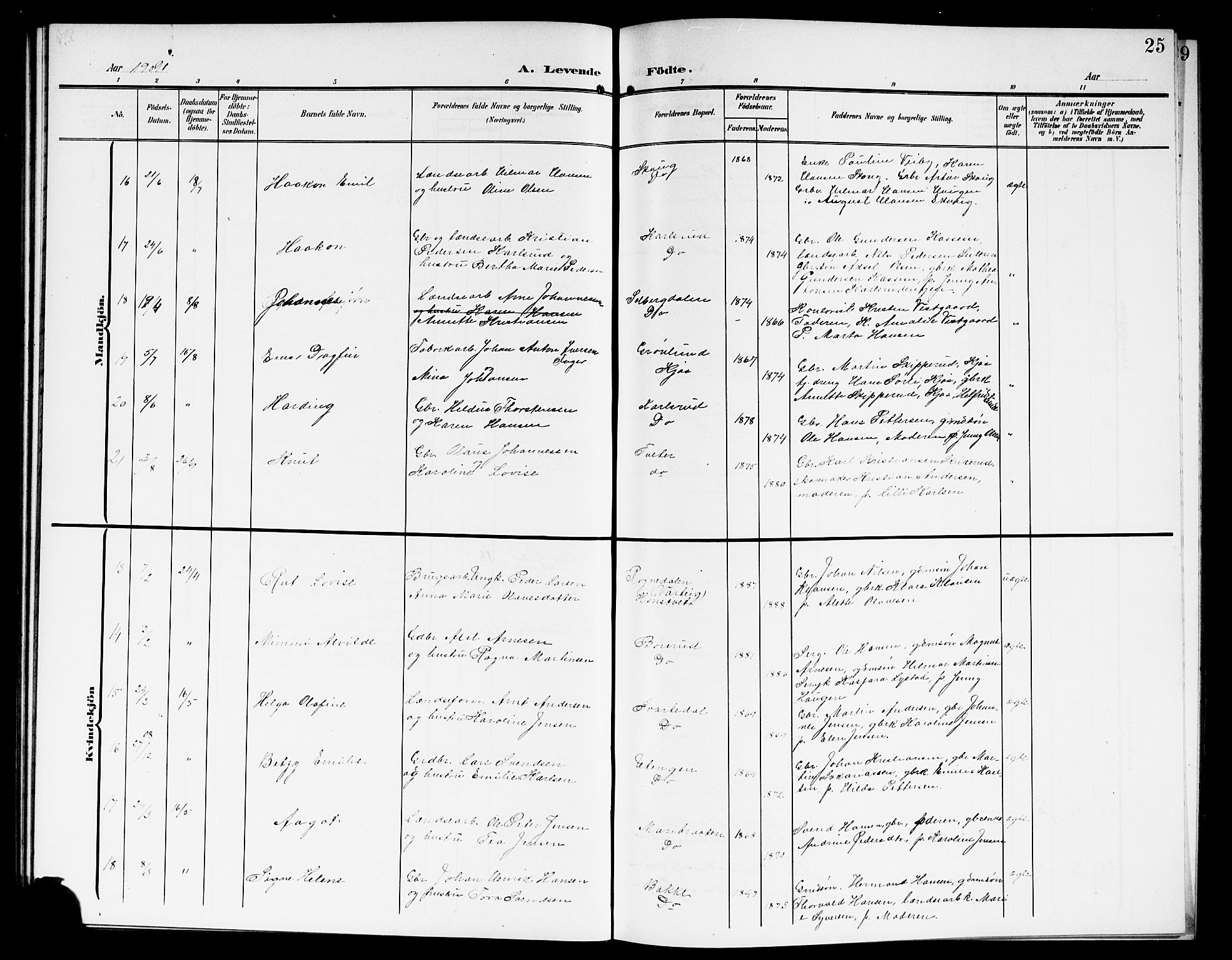 Skiptvet prestekontor Kirkebøker, AV/SAO-A-20009/G/Ga/L0002: Klokkerbok nr. 2, 1905-1915, s. 25