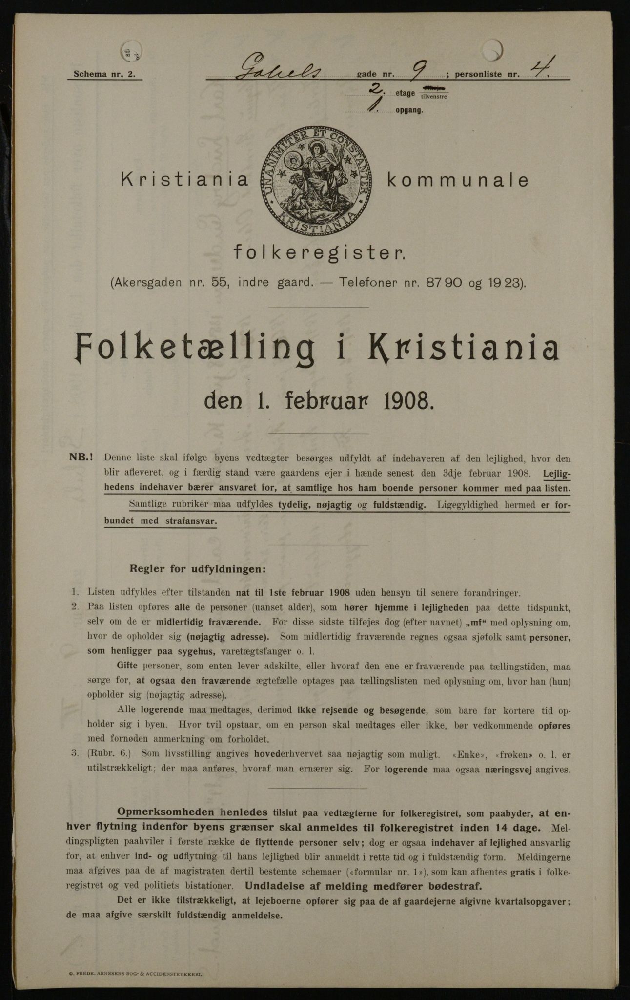 OBA, Kommunal folketelling 1.2.1908 for Kristiania kjøpstad, 1908, s. 25815