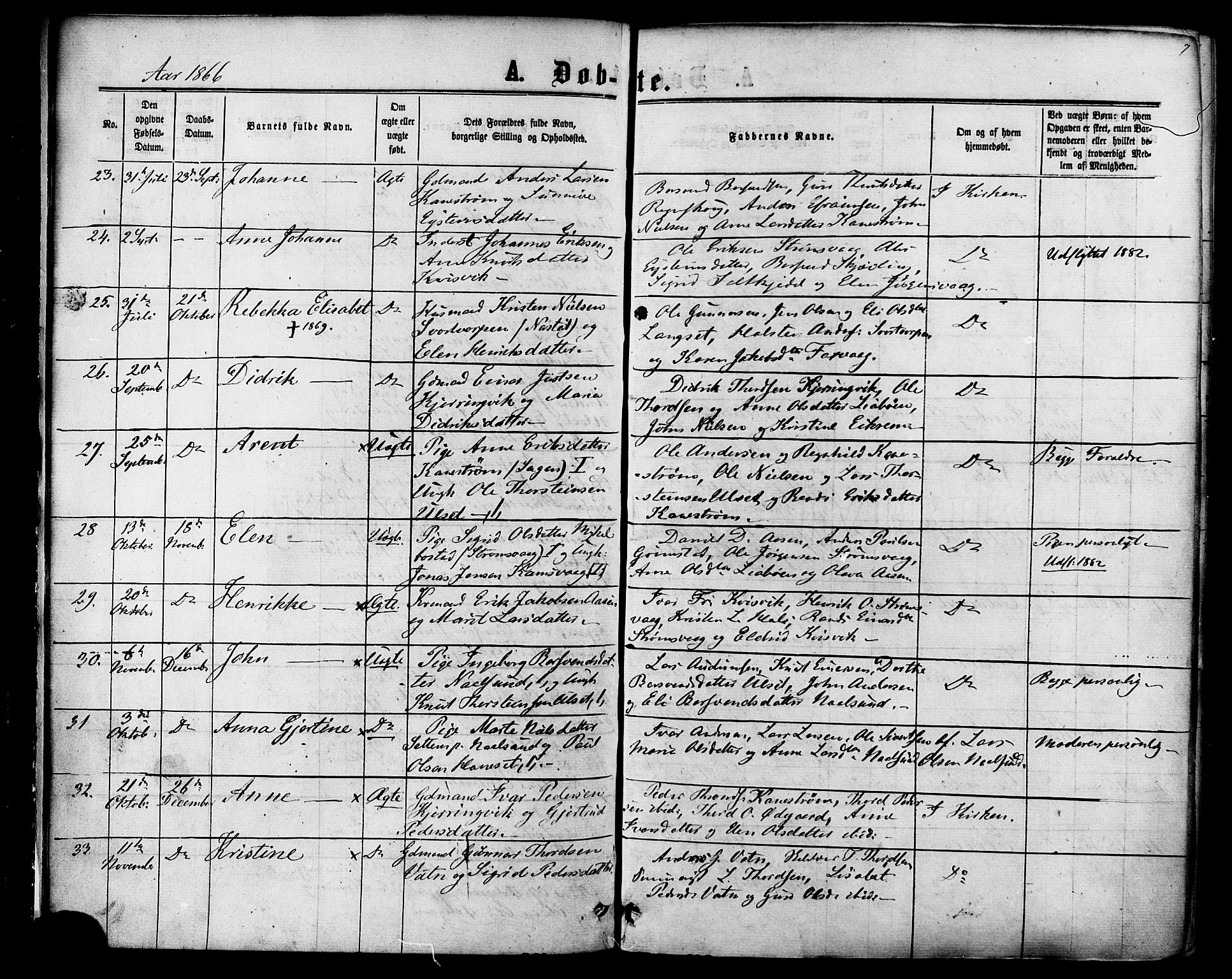 Ministerialprotokoller, klokkerbøker og fødselsregistre - Møre og Romsdal, AV/SAT-A-1454/587/L0999: Ministerialbok nr. 587A01, 1864-1886, s. 7
