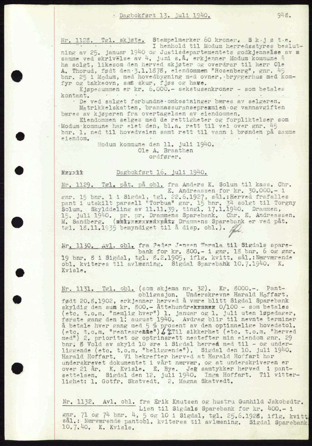 Eiker, Modum og Sigdal sorenskriveri, SAKO/A-123/G/Ga/Gab/L0041: Pantebok nr. A11, 1939-1940, Dagboknr: 1128/1940