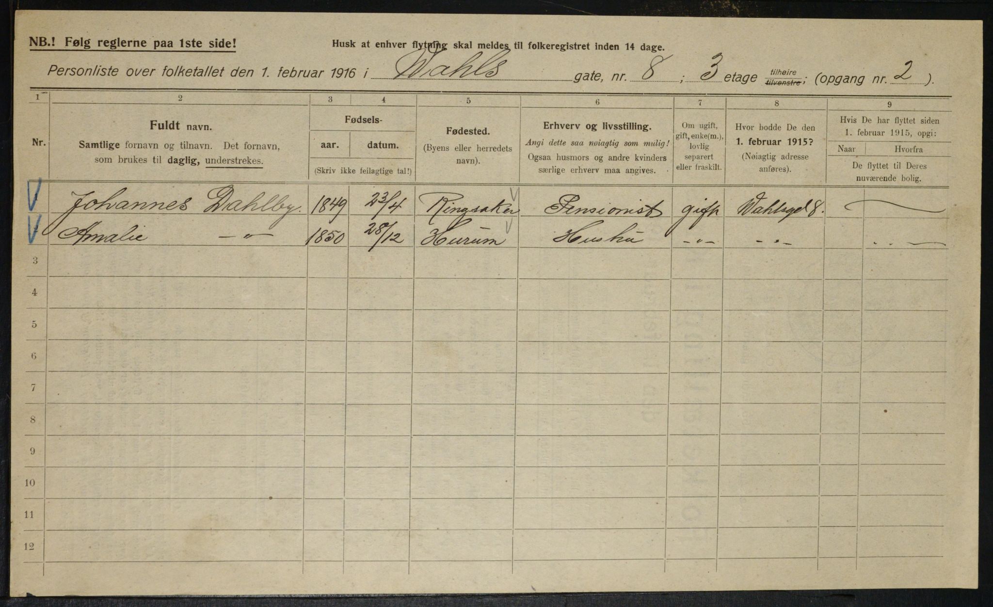 OBA, Kommunal folketelling 1.2.1916 for Kristiania, 1916, s. 125318