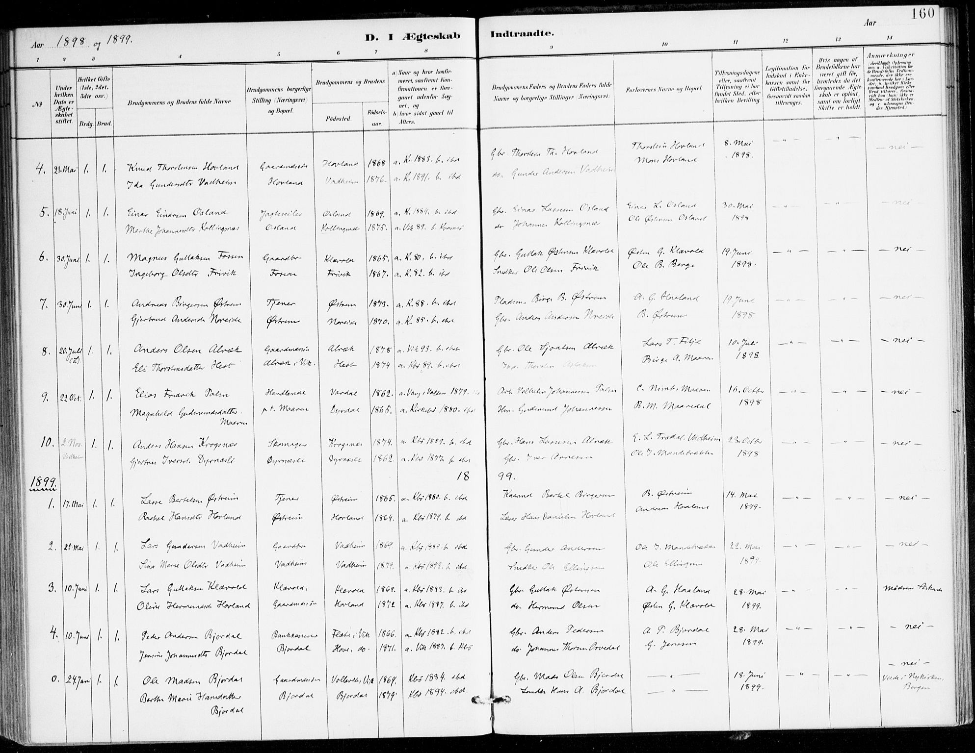 Lavik sokneprestembete, SAB/A-80901: Ministerialbok nr. C 1, 1882-1904, s. 160