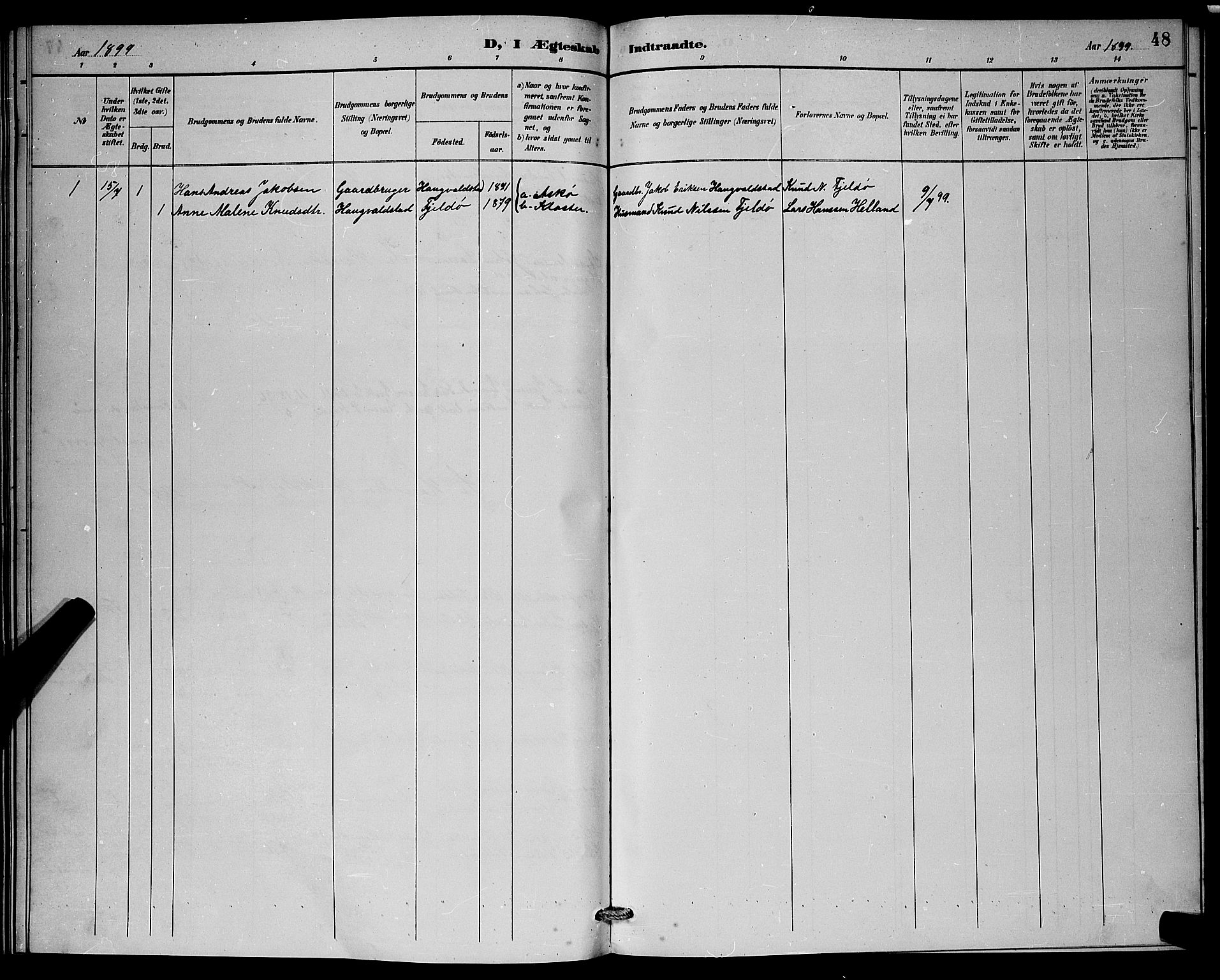 Rennesøy sokneprestkontor, SAST/A -101827/H/Ha/Hab/L0008: Klokkerbok nr. B 8, 1889-1899, s. 48