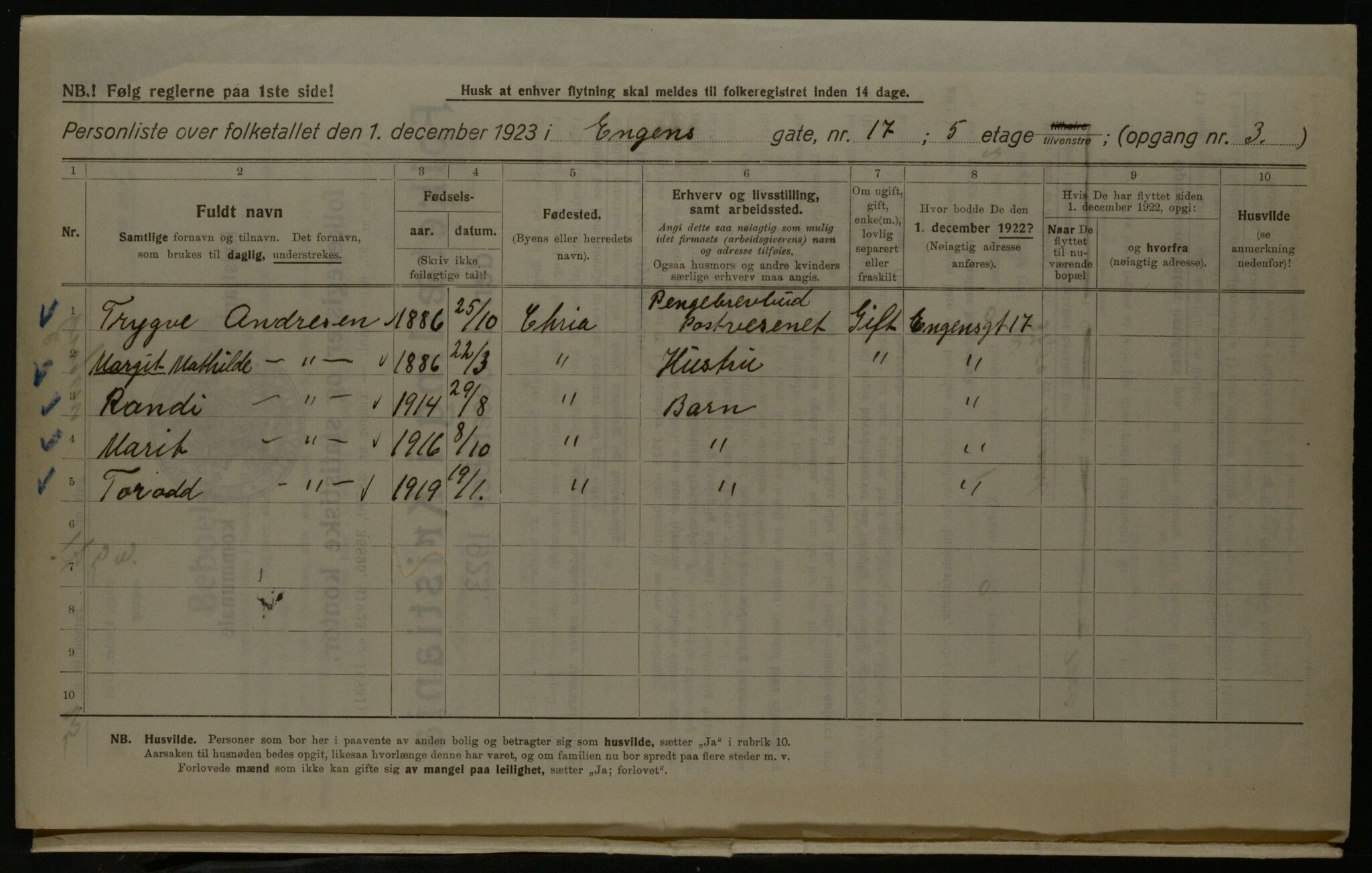 OBA, Kommunal folketelling 1.12.1923 for Kristiania, 1923, s. 24461