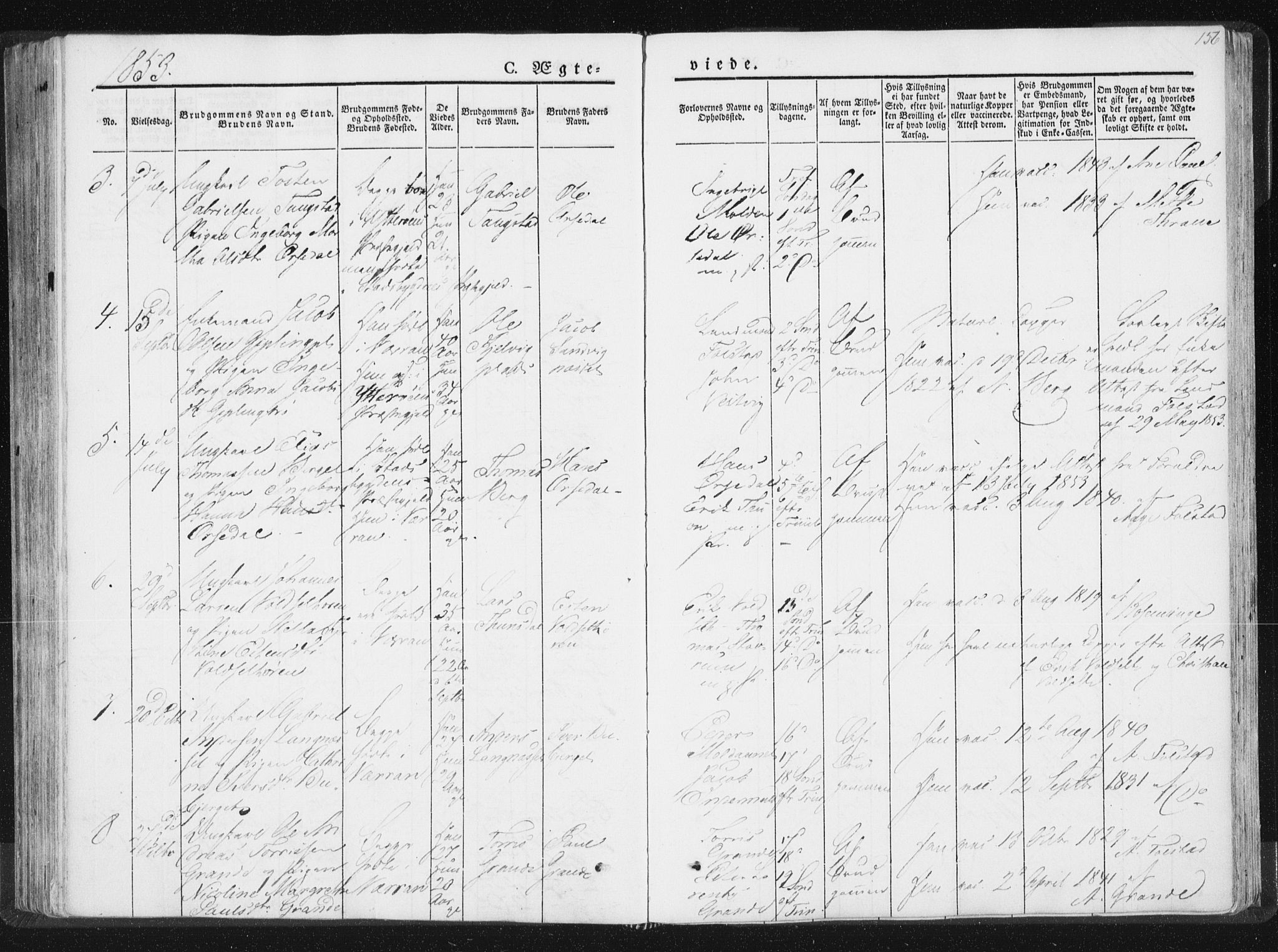 Ministerialprotokoller, klokkerbøker og fødselsregistre - Nord-Trøndelag, AV/SAT-A-1458/744/L0418: Ministerialbok nr. 744A02, 1843-1866, s. 156