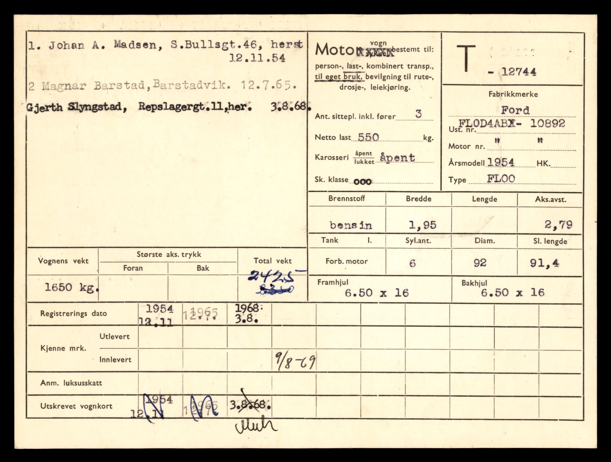 Møre og Romsdal vegkontor - Ålesund trafikkstasjon, AV/SAT-A-4099/F/Fe/L0035: Registreringskort for kjøretøy T 12653 - T 12829, 1927-1998, s. 1754