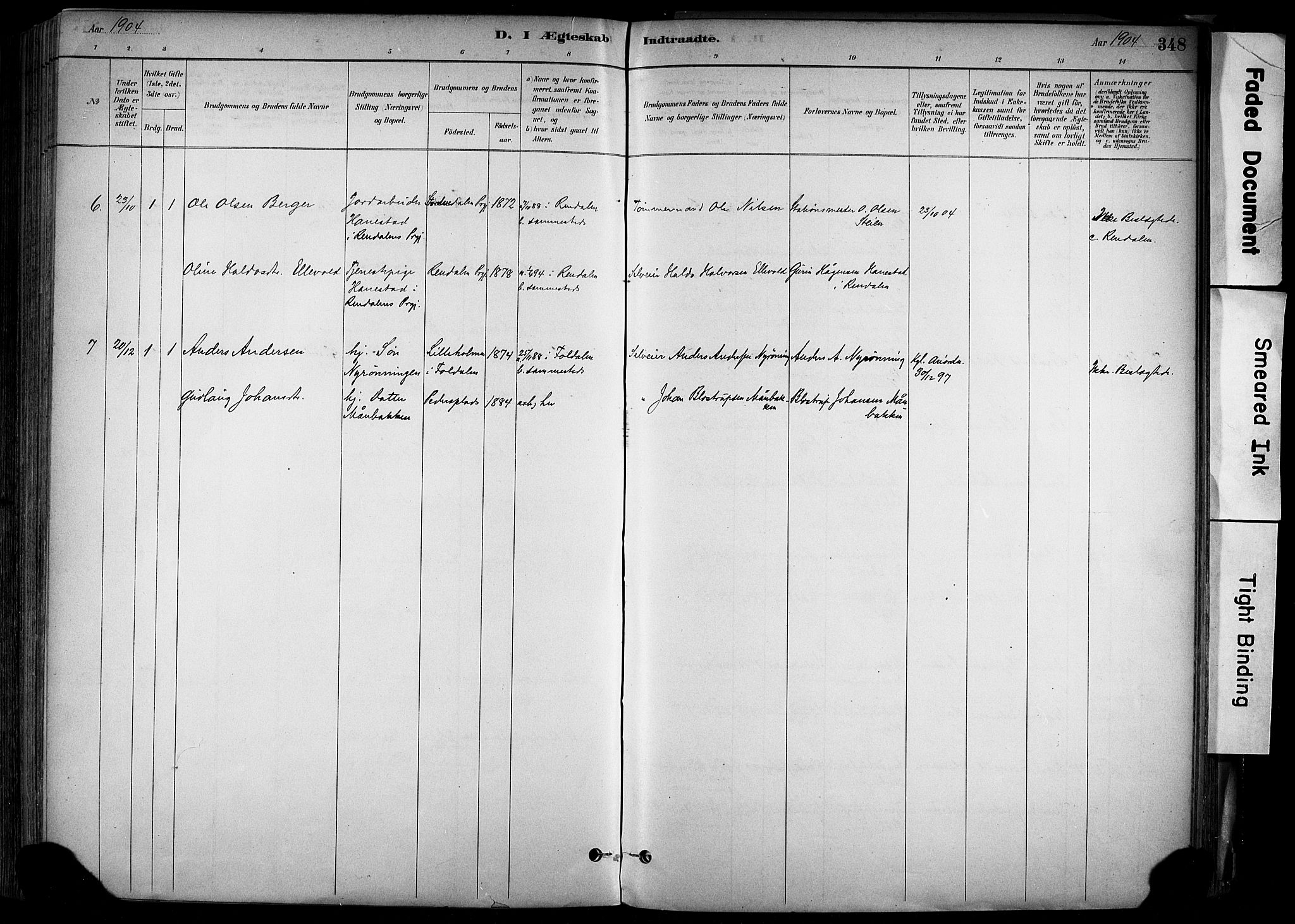 Alvdal prestekontor, SAH/PREST-060/H/Ha/Haa/L0002: Ministerialbok nr. 2, 1883-1906, s. 348