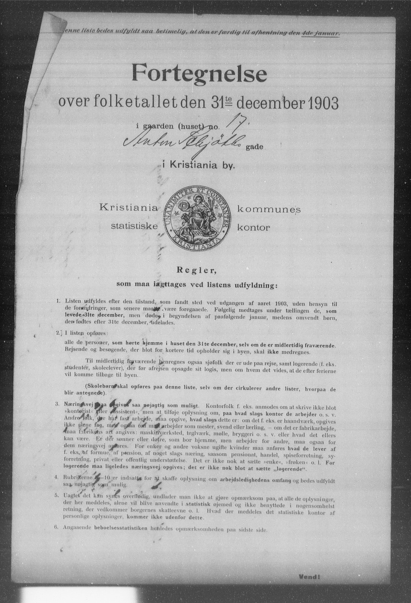 OBA, Kommunal folketelling 31.12.1903 for Kristiania kjøpstad, 1903, s. 426