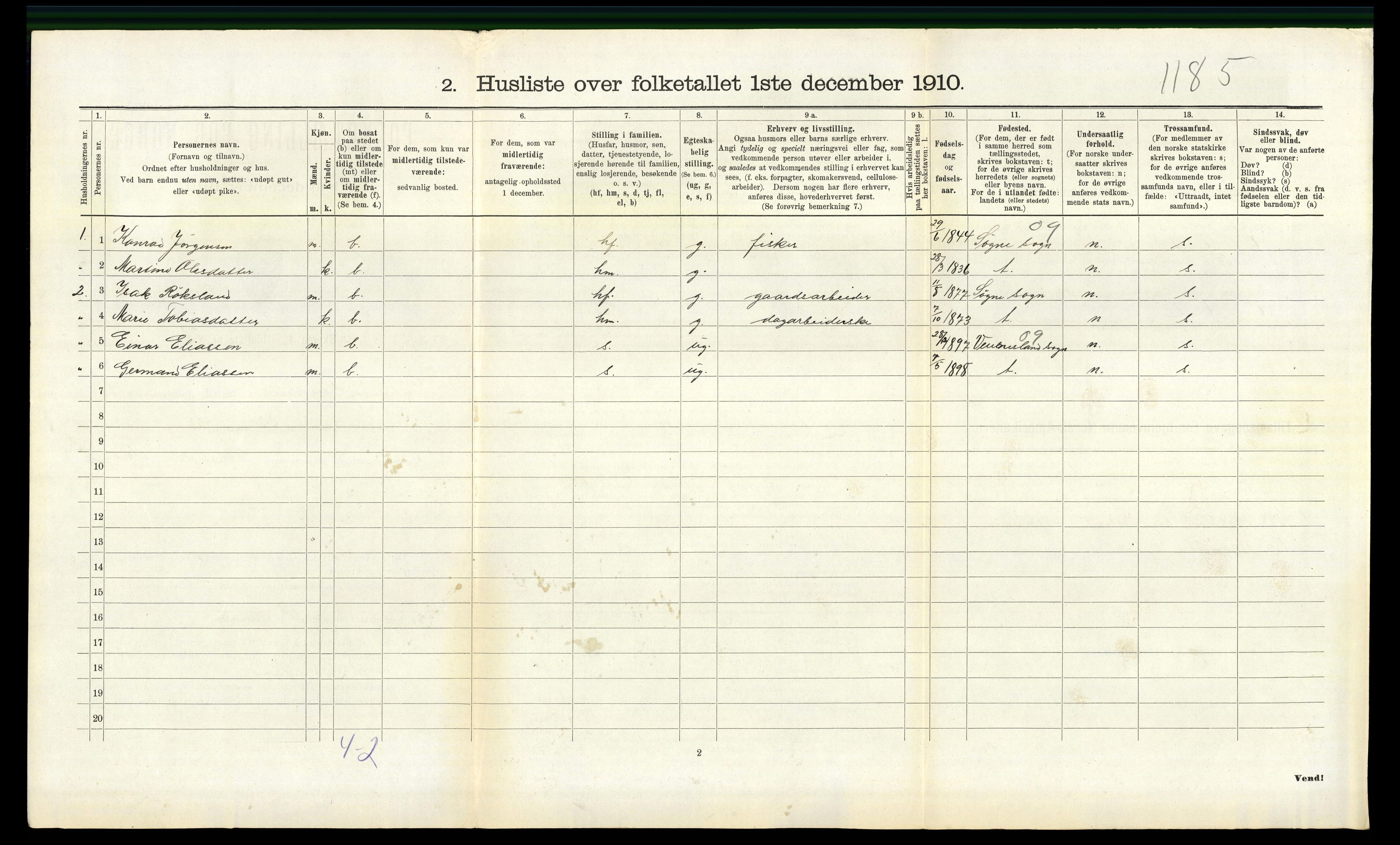 RA, Folketelling 1910 for 1019 Halse og Harkmark herred, 1910, s. 1039