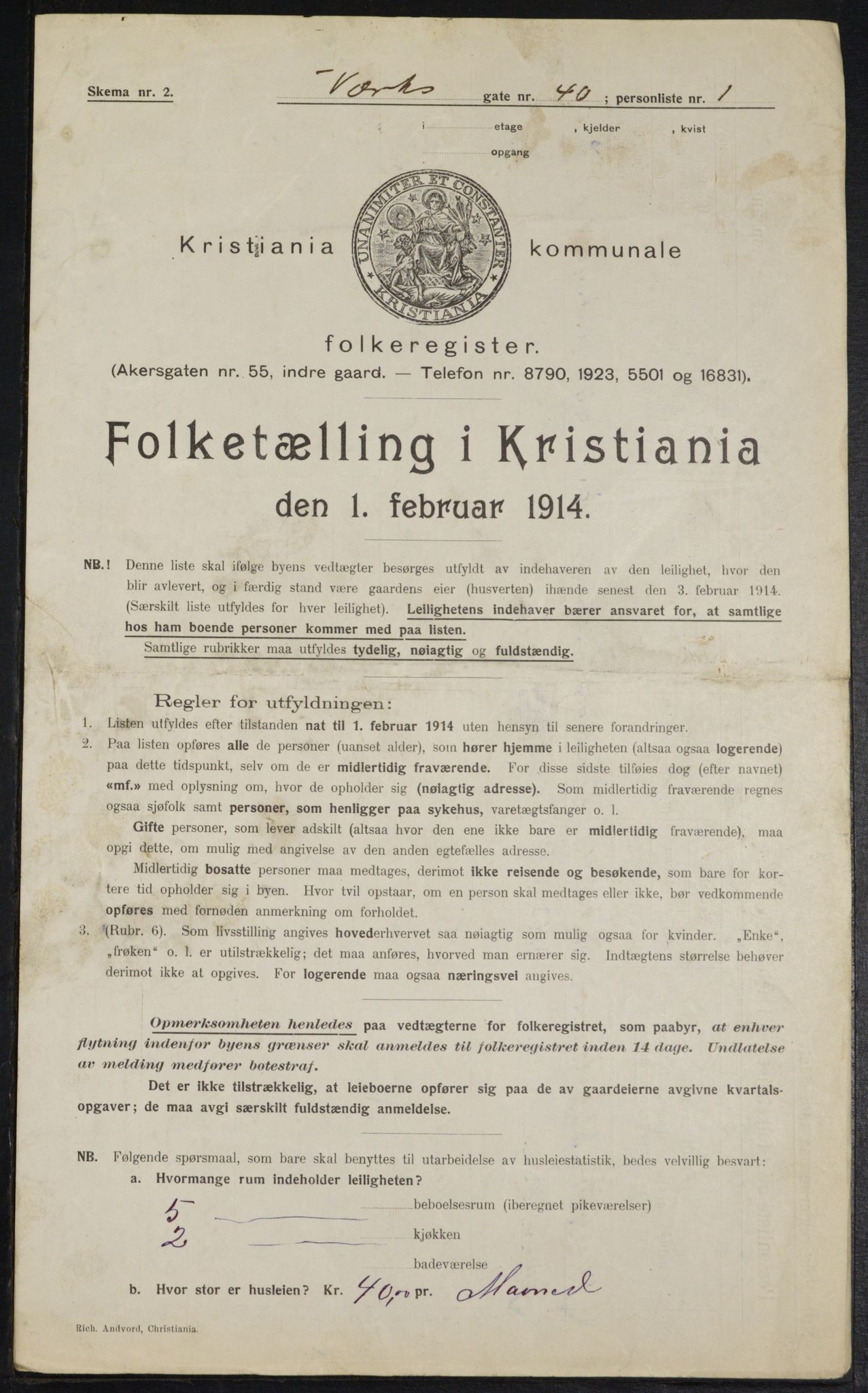 OBA, Kommunal folketelling 1.2.1914 for Kristiania, 1914, s. 123338