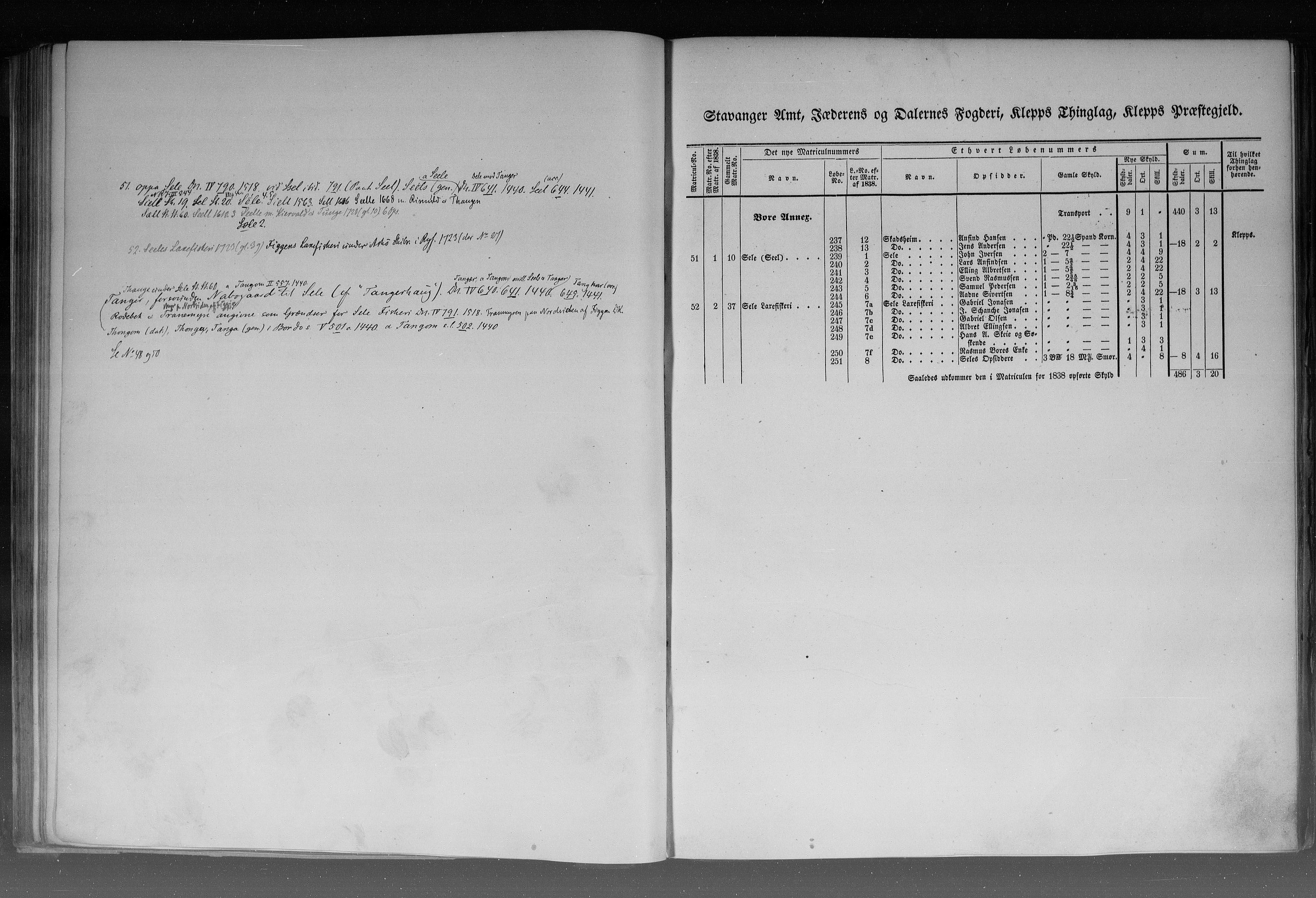 Rygh, AV/RA-PA-0034/F/Fb/L0010: Matrikkelen for 1838 - Stavanger amt (Rogaland fylke), 1838