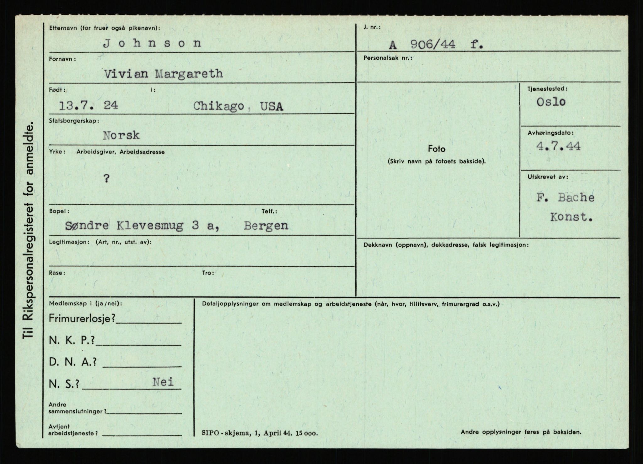 Statspolitiet - Hovedkontoret / Osloavdelingen, AV/RA-S-1329/C/Ca/L0008: Johan(nes)sen - Knoph, 1943-1945, s. 2333