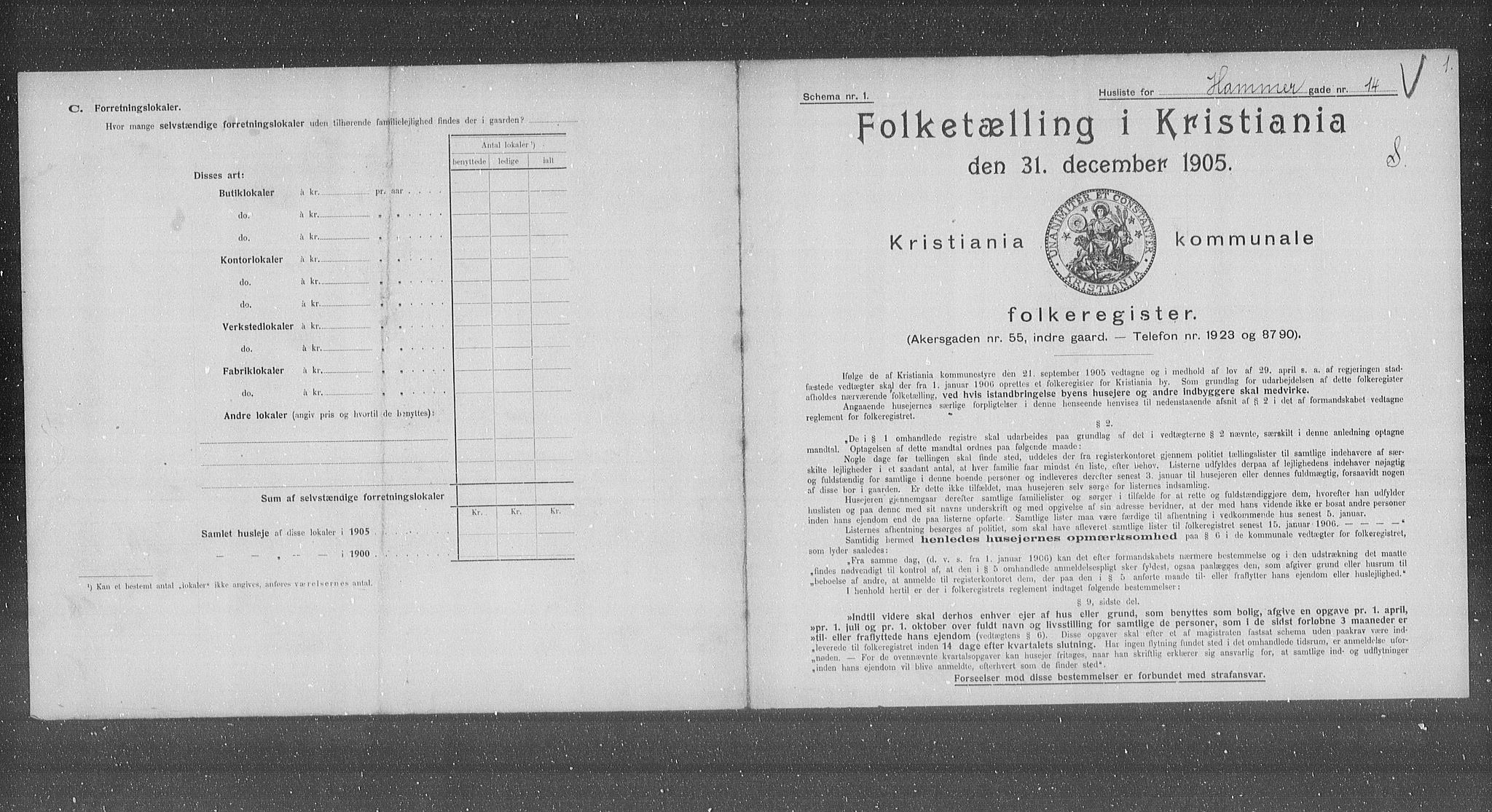 OBA, Kommunal folketelling 31.12.1905 for Kristiania kjøpstad, 1905, s. 17616