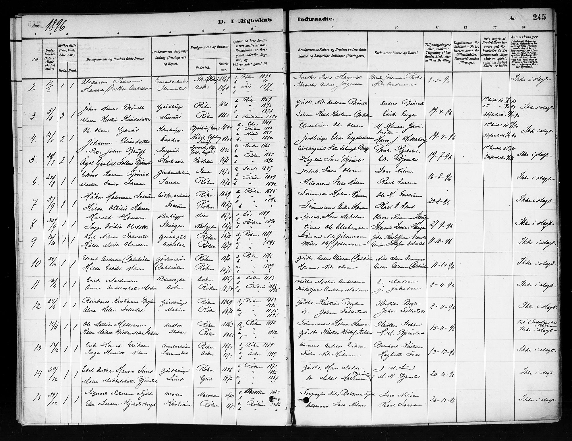 Røyken kirkebøker, AV/SAKO-A-241/F/Fa/L0008: Ministerialbok nr. 8, 1880-1897, s. 245