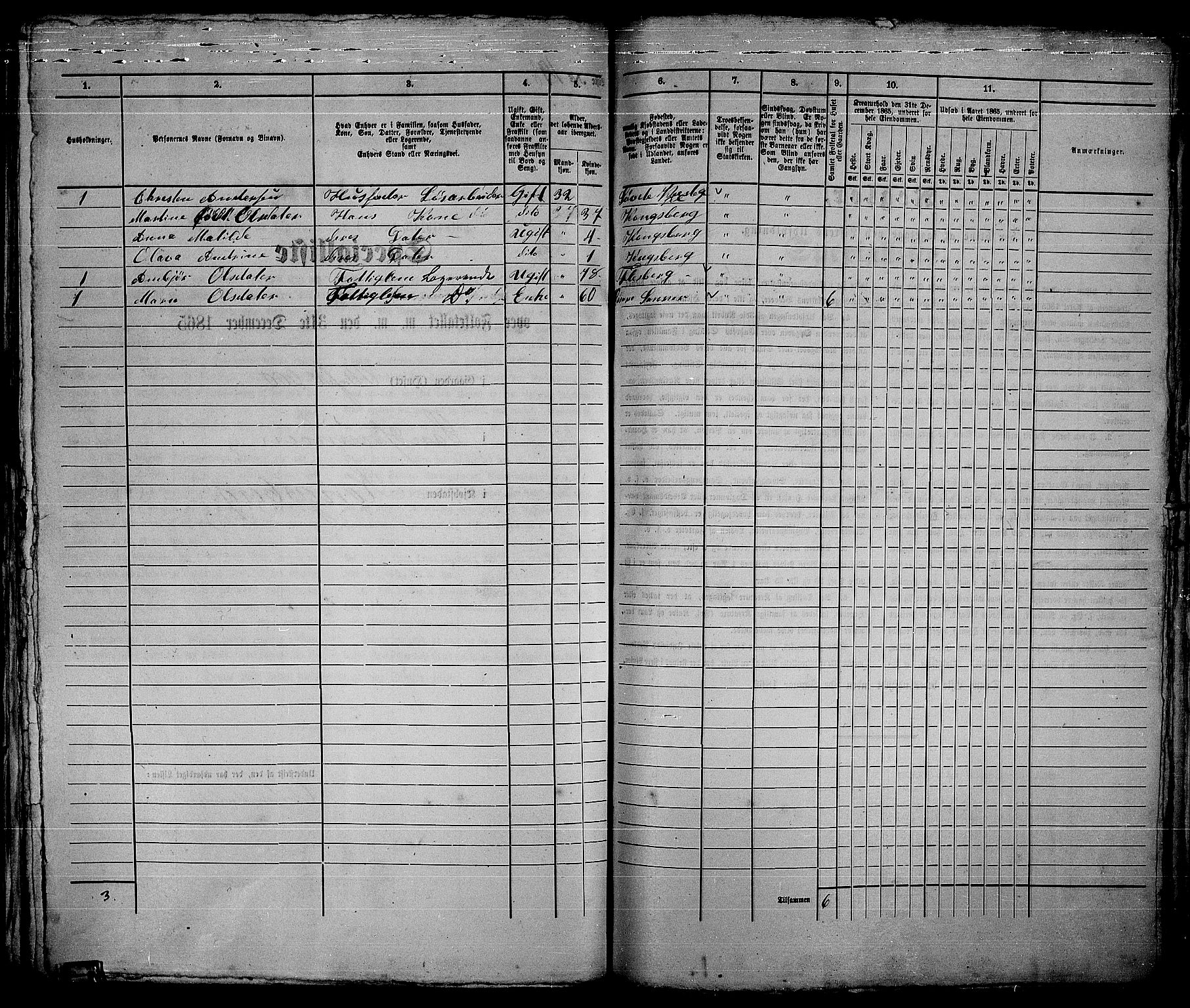 RA, Folketelling 1865 for 0604B Kongsberg prestegjeld, Kongsberg kjøpstad, 1865, s. 409