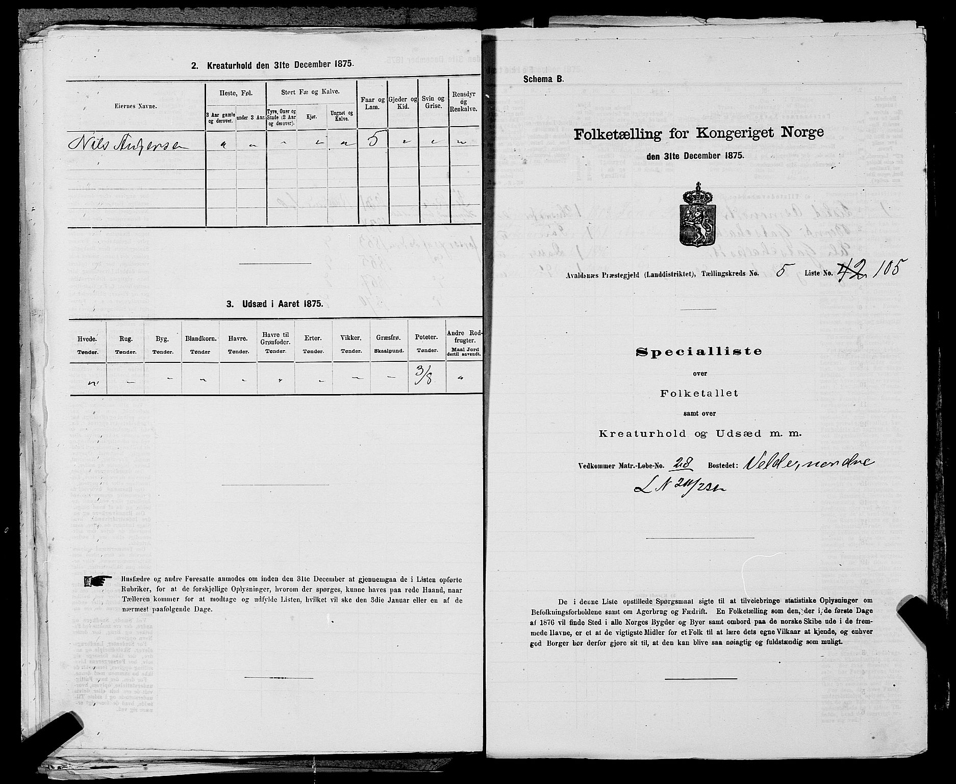 SAST, Folketelling 1875 for 1147L Avaldsnes prestegjeld, Avaldsnes sokn og Kopervik landsokn, 1875, s. 883