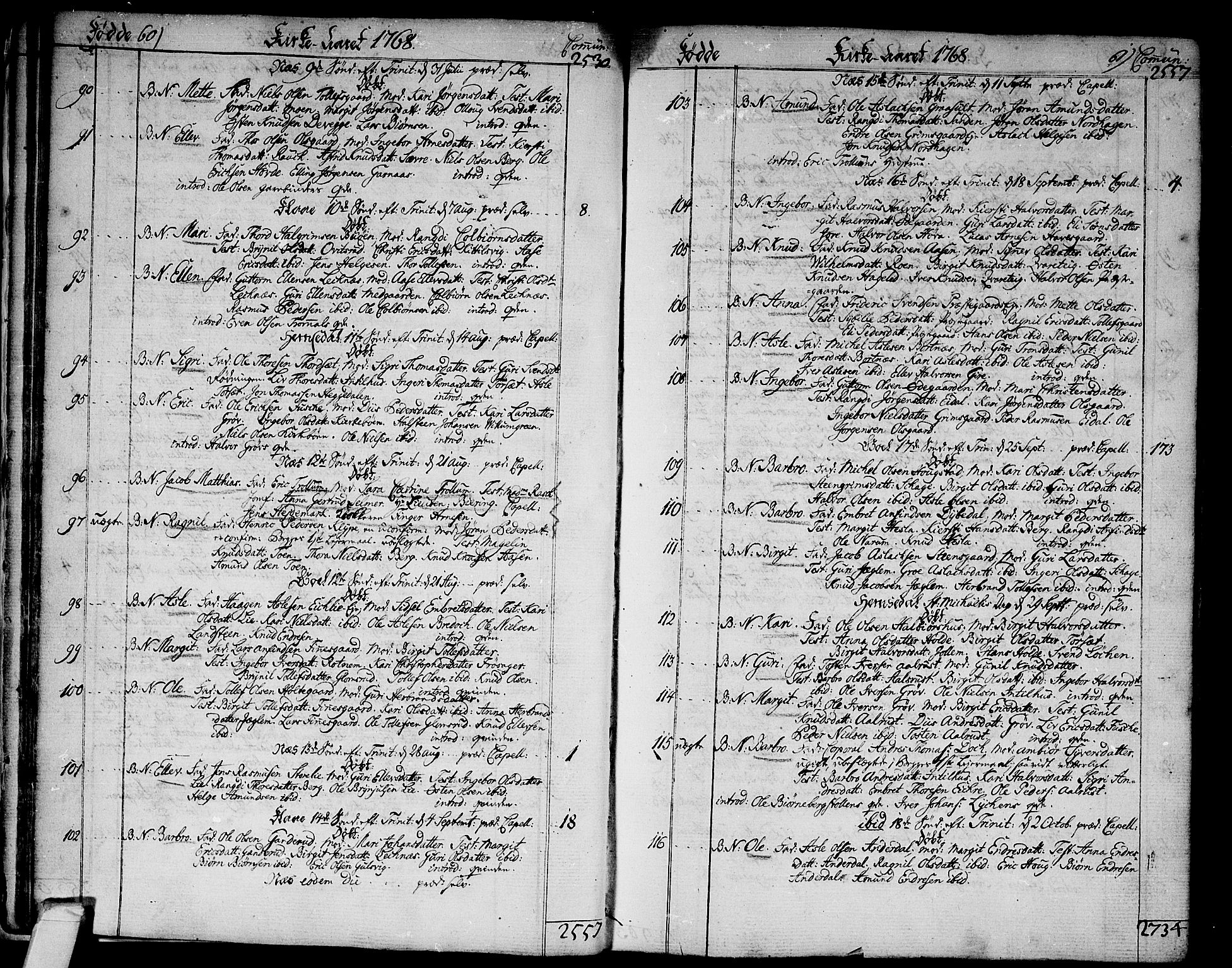 Nes kirkebøker, SAKO/A-236/F/Fa/L0004: Ministerialbok nr. 4, 1764-1786, s. 60-61