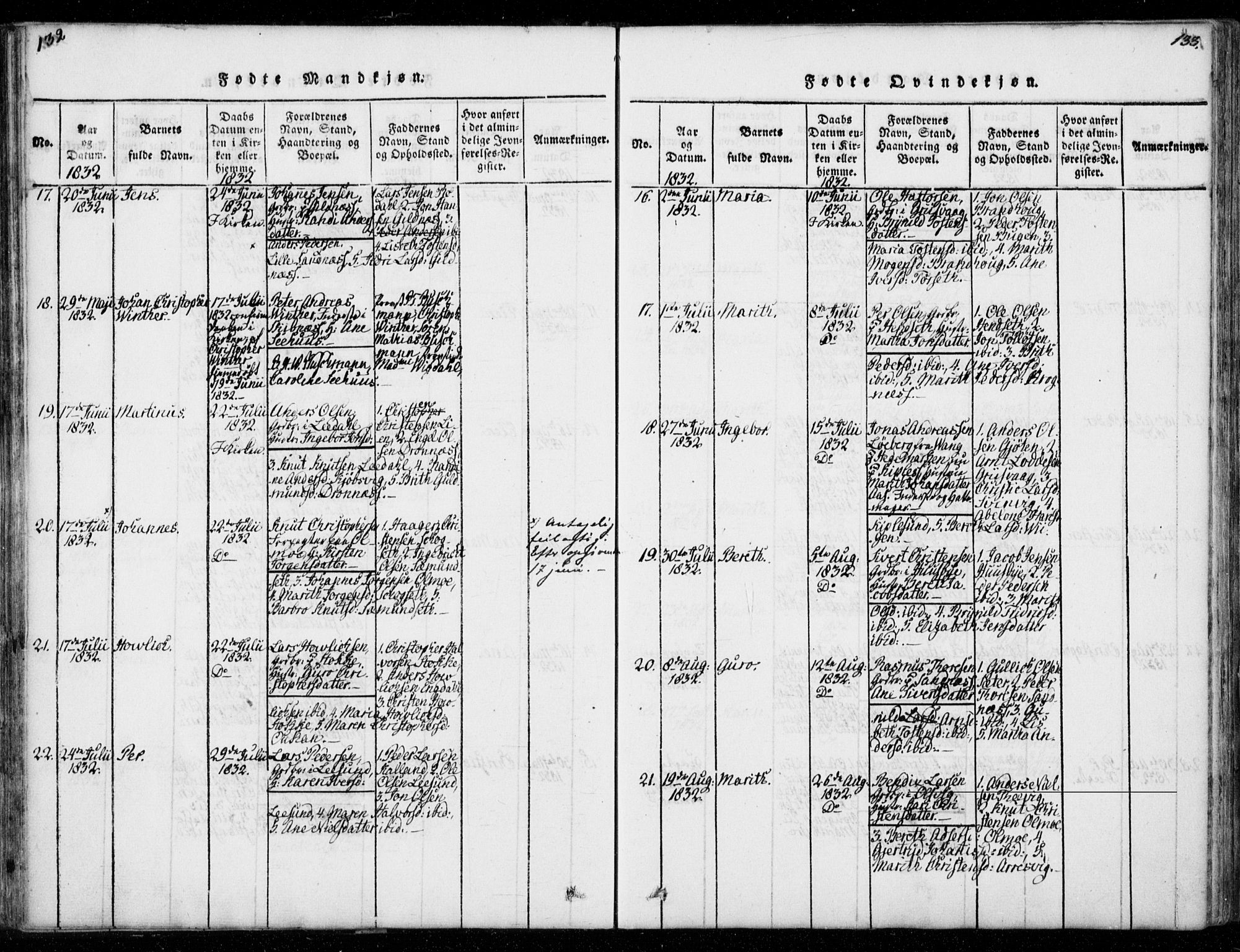 Ministerialprotokoller, klokkerbøker og fødselsregistre - Møre og Romsdal, AV/SAT-A-1454/578/L0903: Ministerialbok nr. 578A02, 1819-1838, s. 132-133
