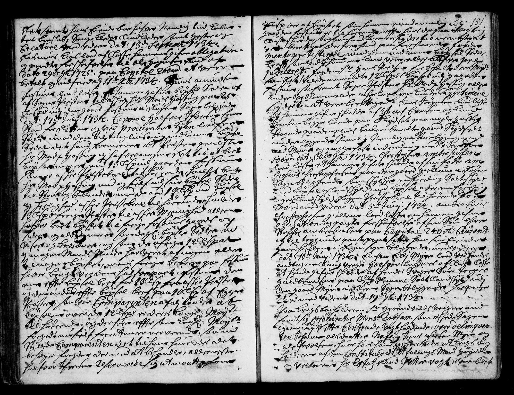 Lier, Røyken og Hurum sorenskriveri, AV/SAKO-A-89/F/Fa/L0047: Tingbok, 1733-1736, s. 151