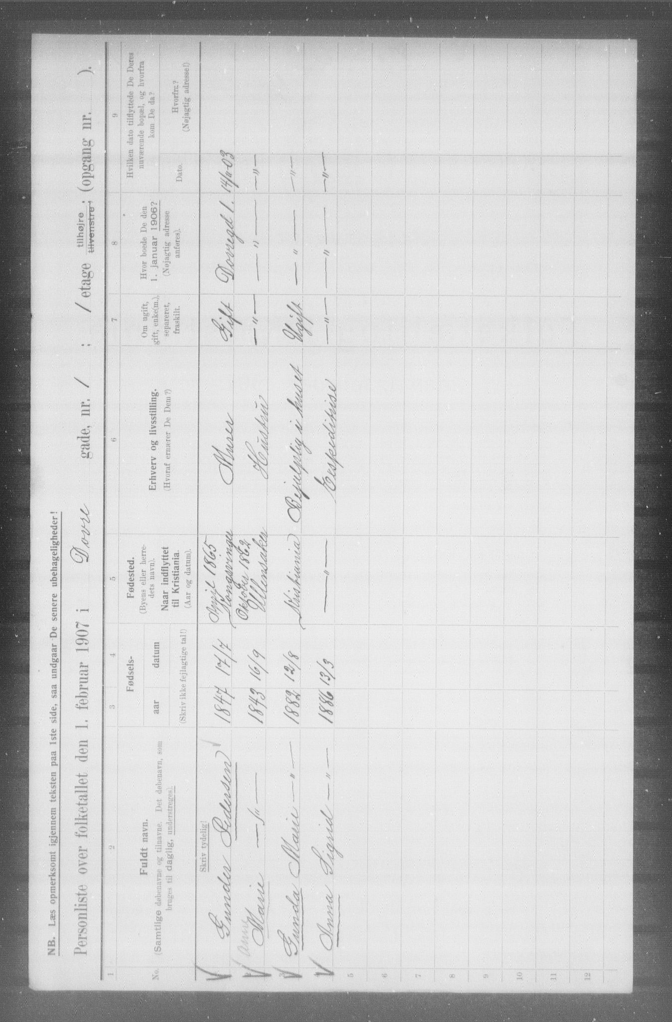 OBA, Kommunal folketelling 1.2.1907 for Kristiania kjøpstad, 1907, s. 8145