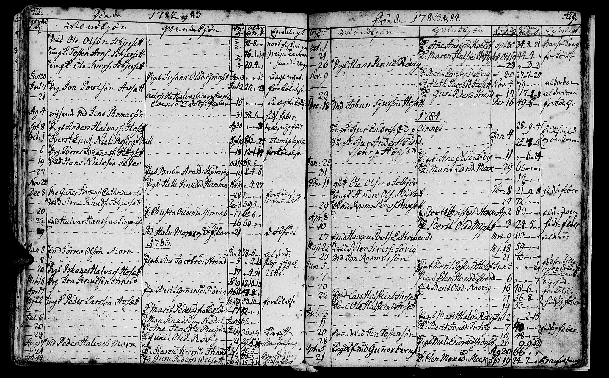 Ministerialprotokoller, klokkerbøker og fødselsregistre - Møre og Romsdal, AV/SAT-A-1454/568/L0799: Ministerialbok nr. 568A08, 1780-1819, s. 428-429