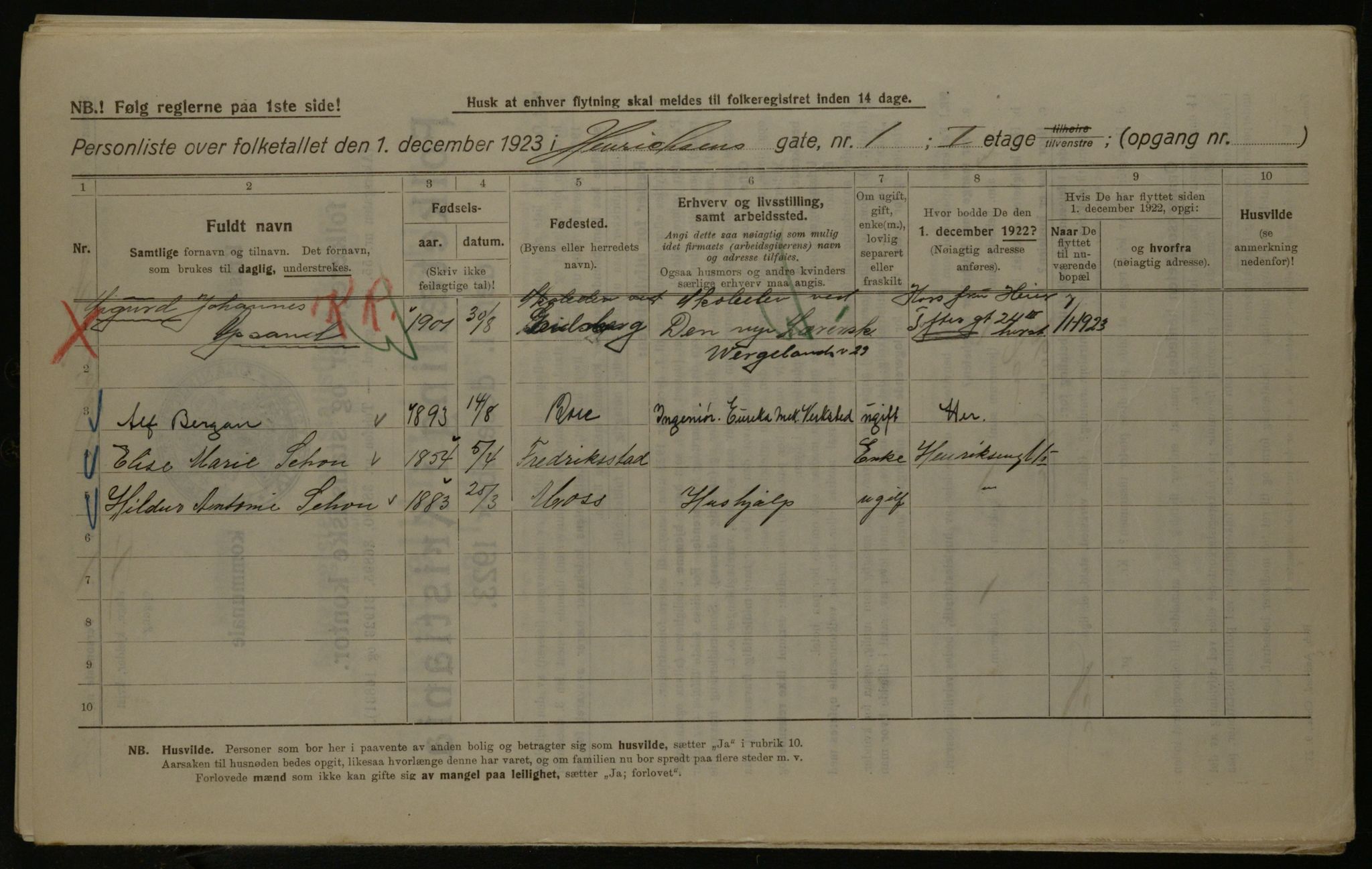 OBA, Kommunal folketelling 1.12.1923 for Kristiania, 1923, s. 43237