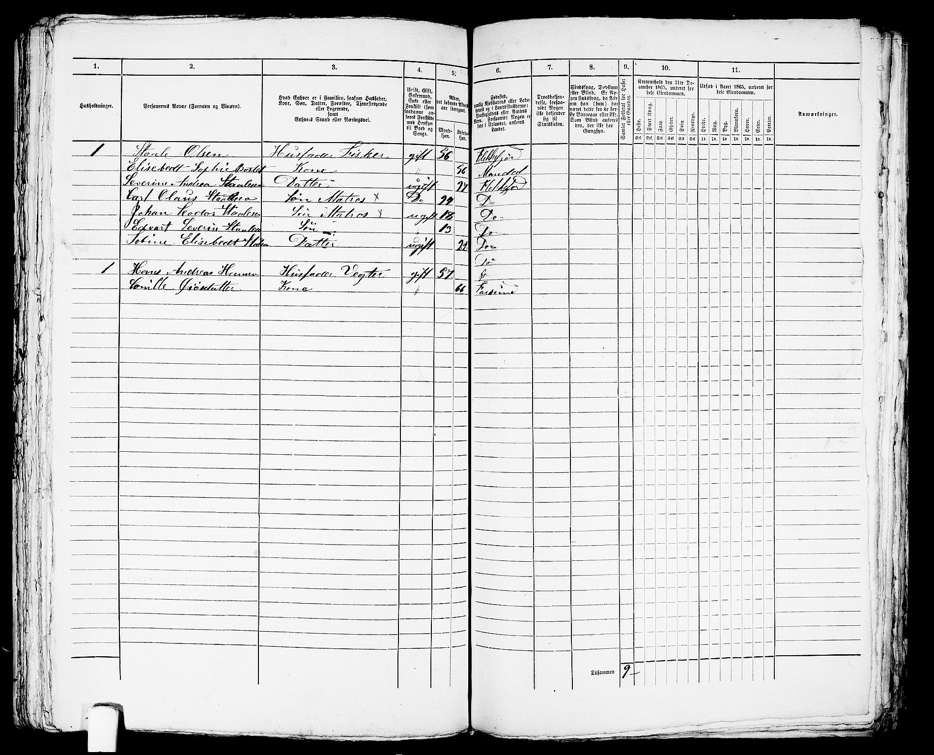 RA, Folketelling 1865 for 1004B Flekkefjord prestegjeld, Flekkefjord kjøpstad, 1865, s. 387