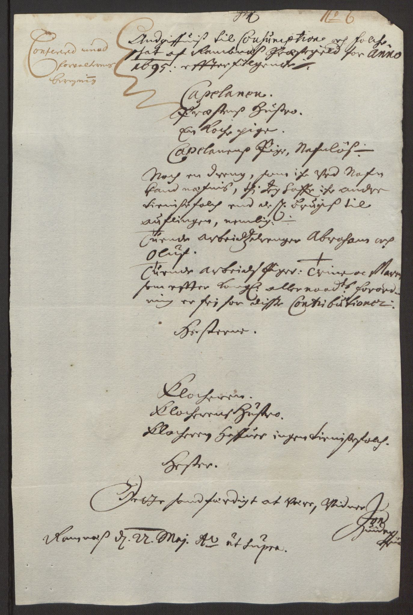 Rentekammeret inntil 1814, Reviderte regnskaper, Fogderegnskap, AV/RA-EA-4092/R32/L1867: Fogderegnskap Jarlsberg grevskap, 1694-1696, s. 163