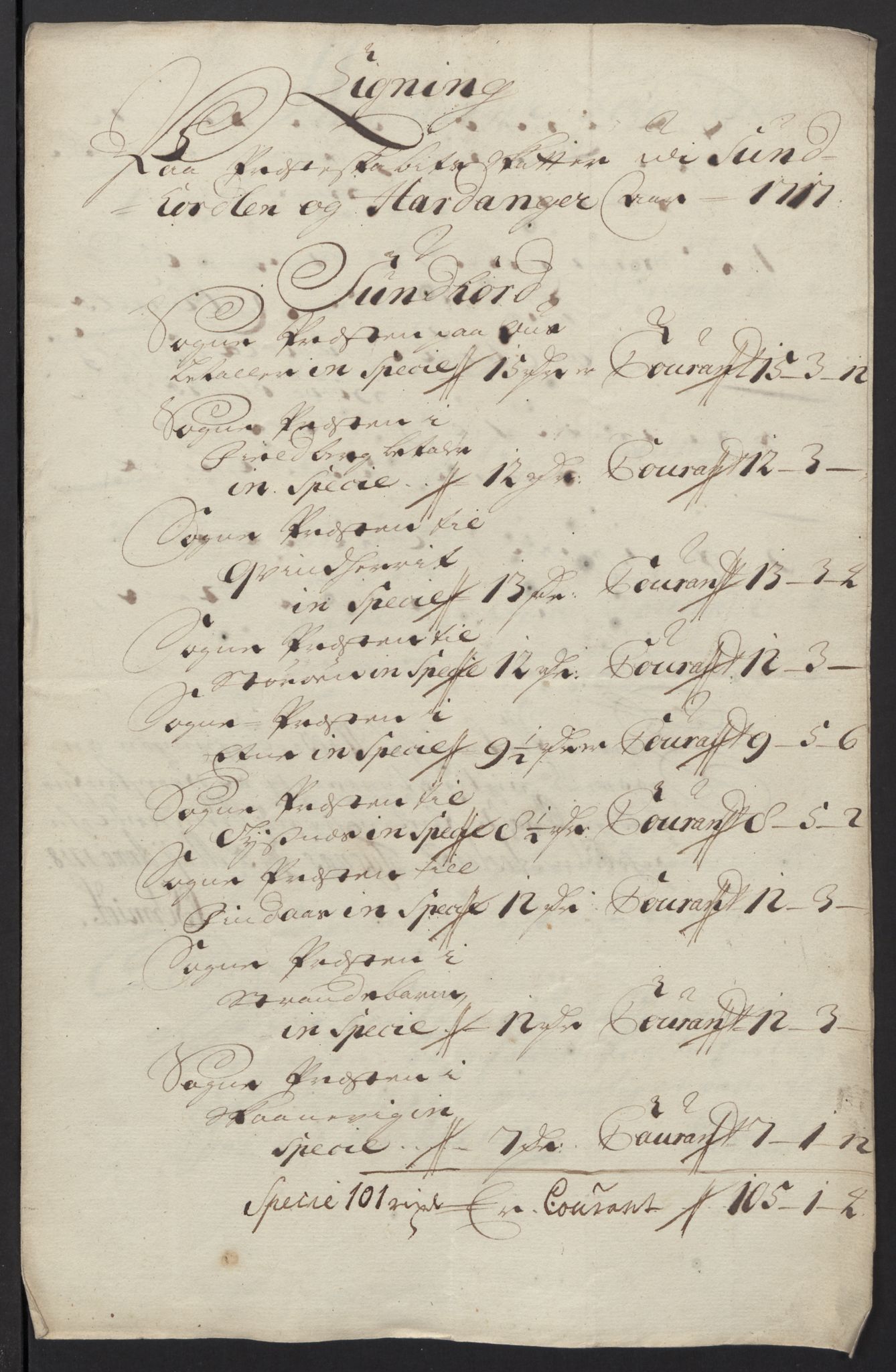 Rentekammeret inntil 1814, Reviderte regnskaper, Fogderegnskap, RA/EA-4092/R48/L2994: Fogderegnskap Sunnhordland og Hardanger, 1717, s. 56