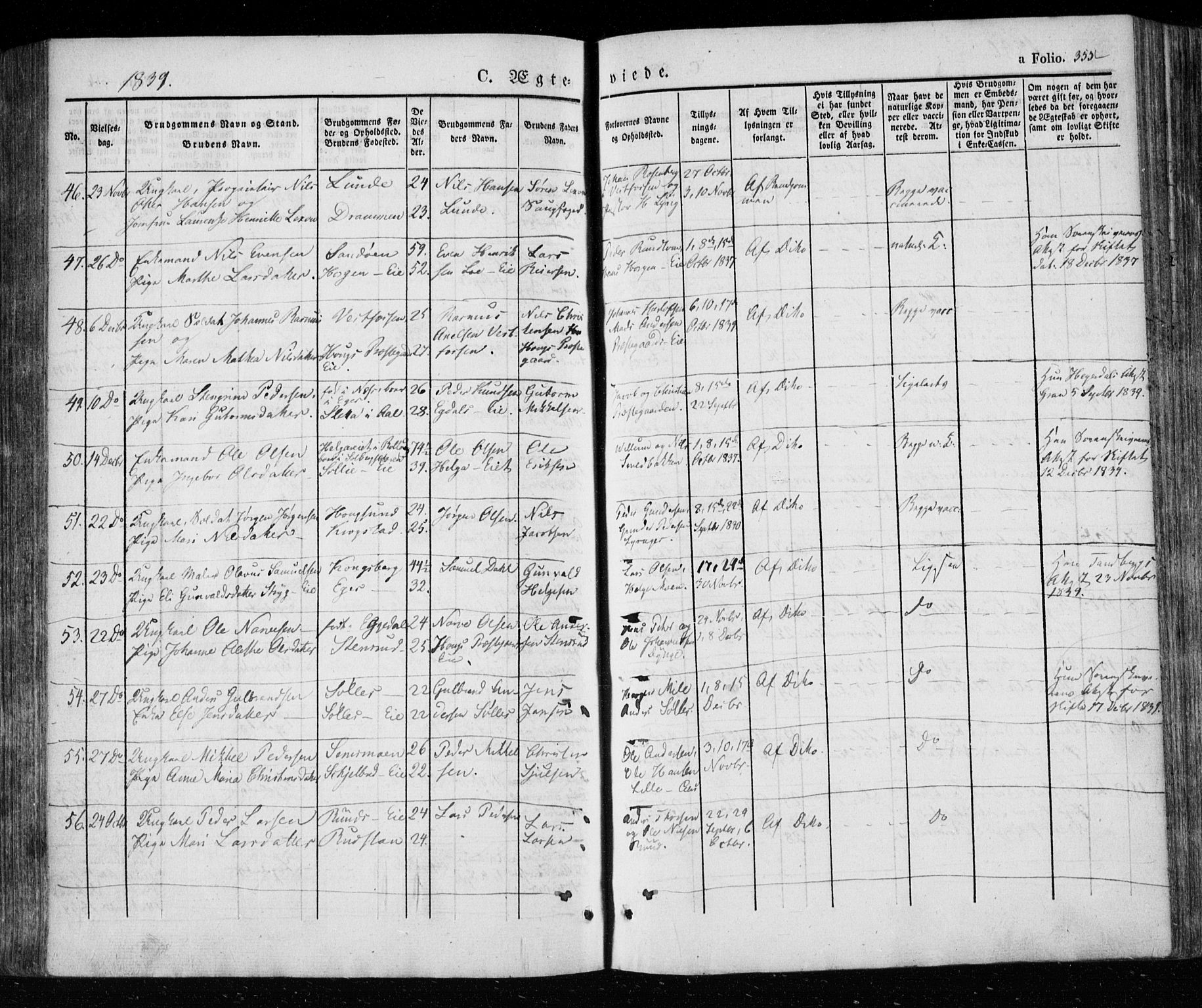 Eiker kirkebøker, AV/SAKO-A-4/F/Fa/L0013a: Ministerialbok nr. I 13A, 1832-1845, s. 355