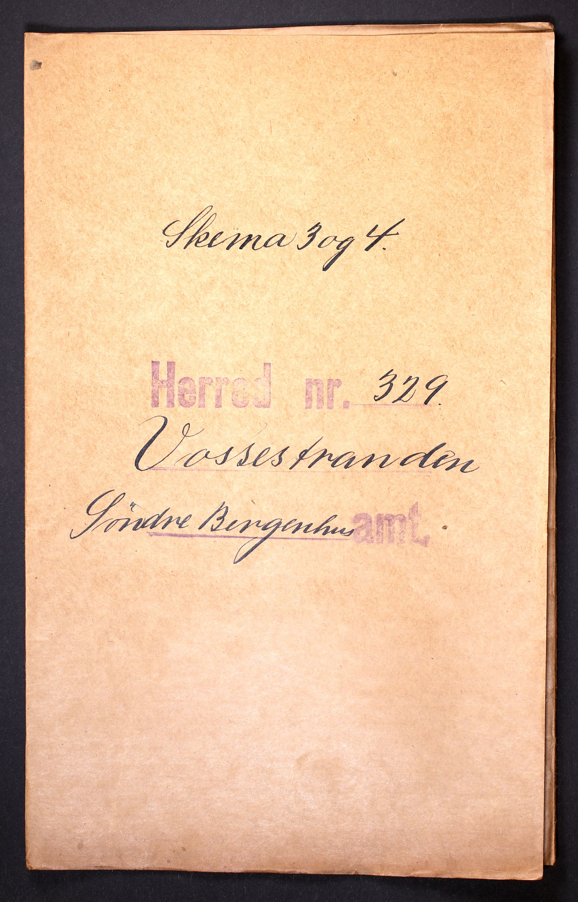 RA, Folketelling 1910 for 1236 Vossestrand herred, 1910, s. 1