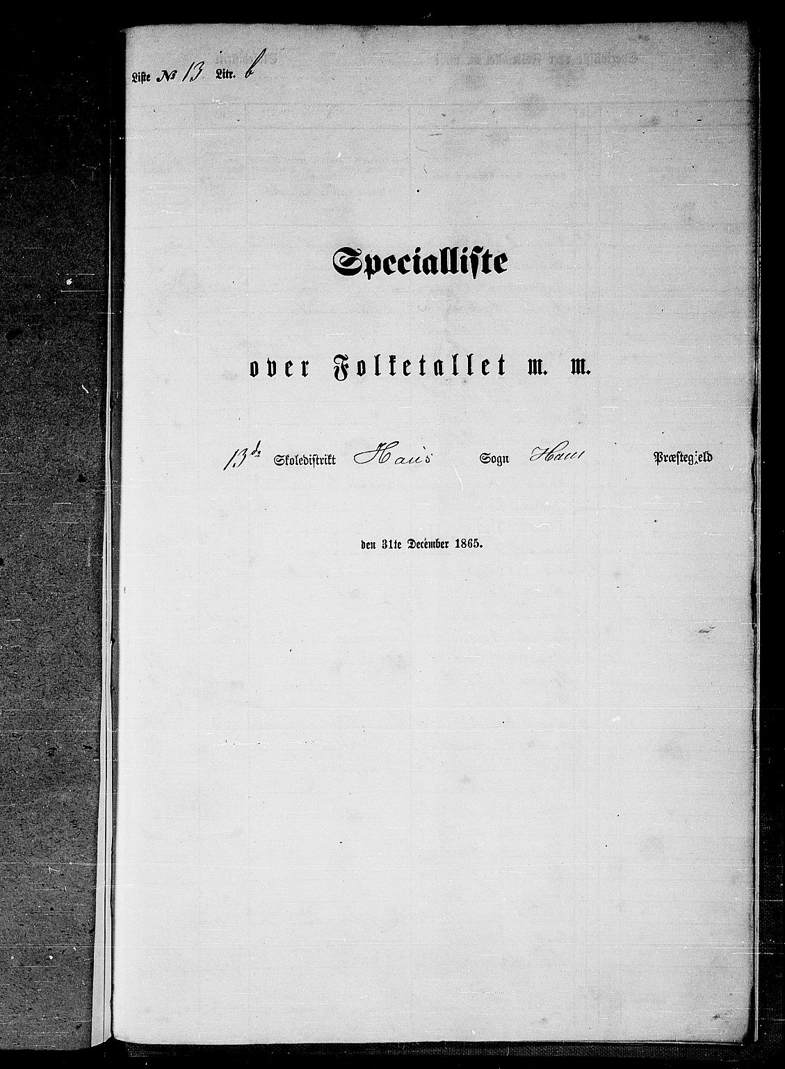 RA, Folketelling 1865 for 1250P Haus prestegjeld, 1865, s. 264