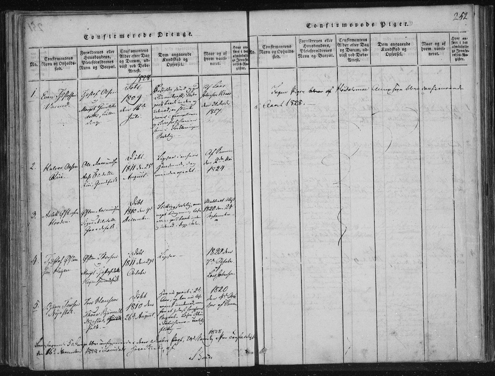 Lårdal kirkebøker, AV/SAKO-A-284/F/Fc/L0001: Ministerialbok nr. III 1, 1815-1860, s. 252