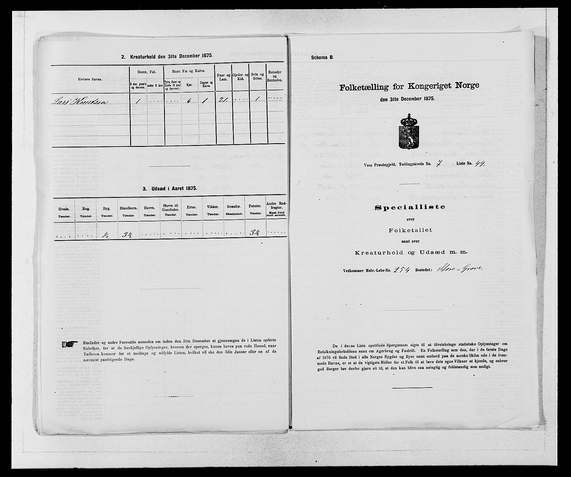 SAB, Folketelling 1875 for 1235P Voss prestegjeld, 1875, s. 897