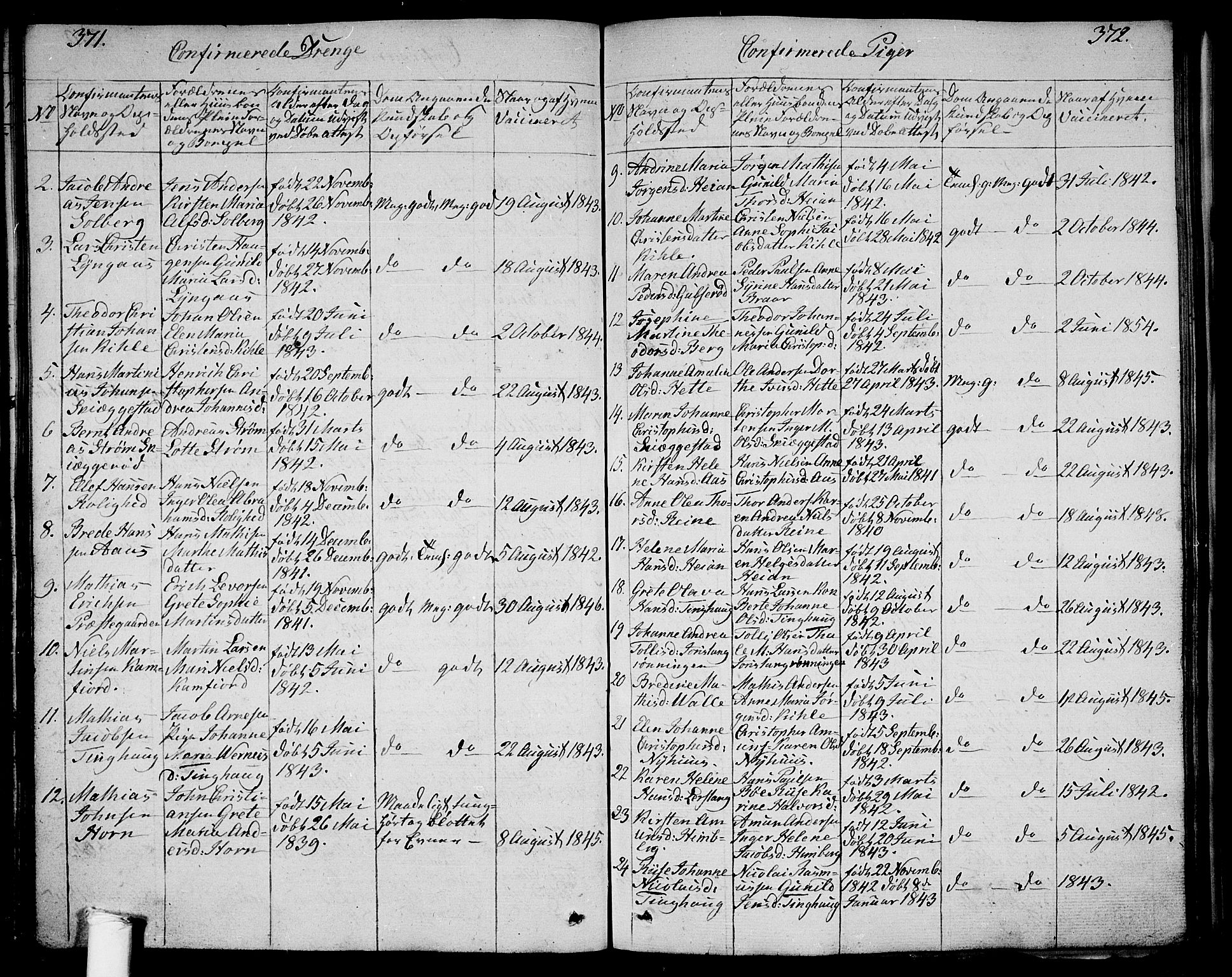 Ramnes kirkebøker, AV/SAKO-A-314/G/Ga/L0002: Klokkerbok nr. I 2, 1848-1870, s. 371-372