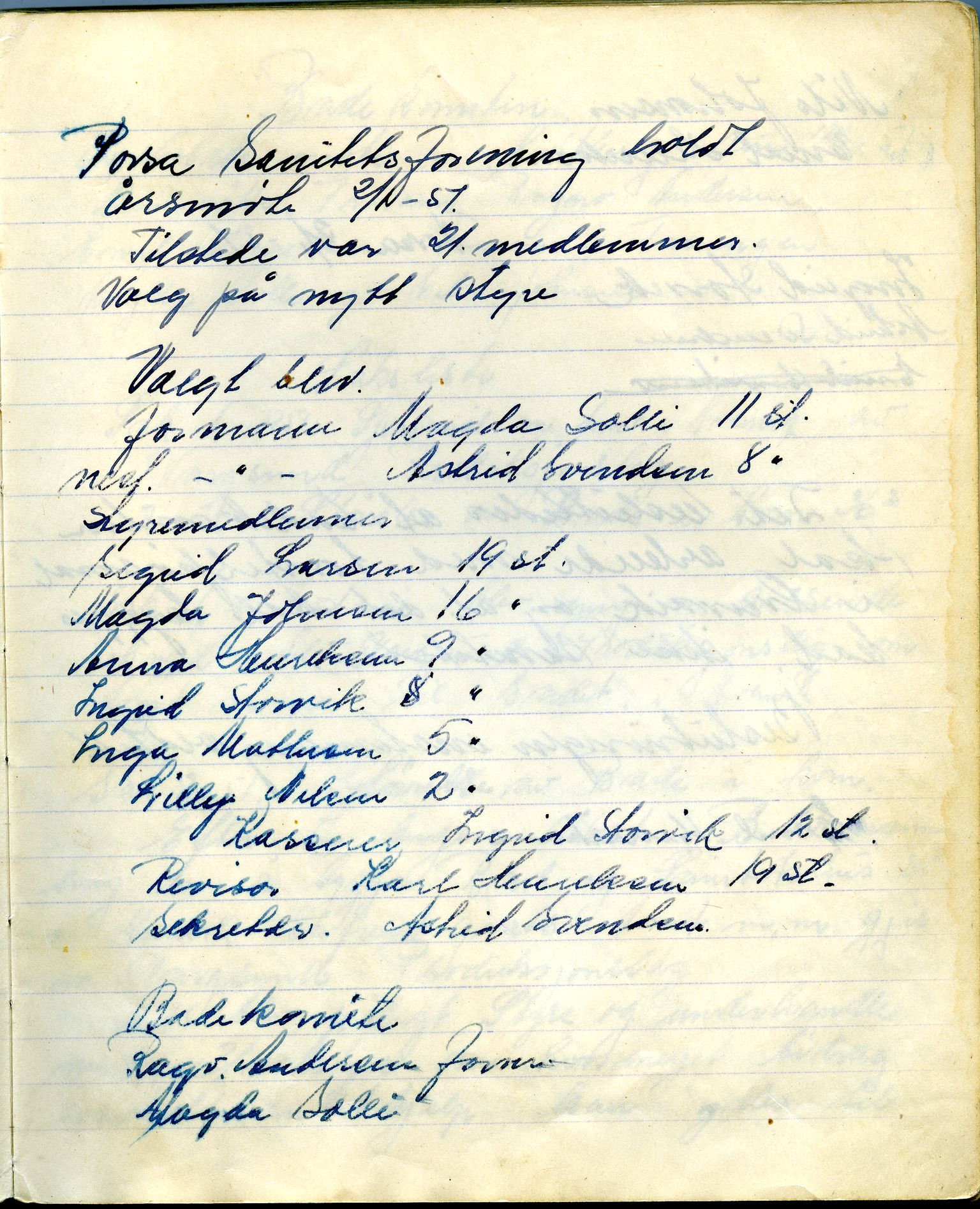 Porsa sanitetsforening, FMFB/A-1035/A/L0002: Møteprotokoll, 1946-1962