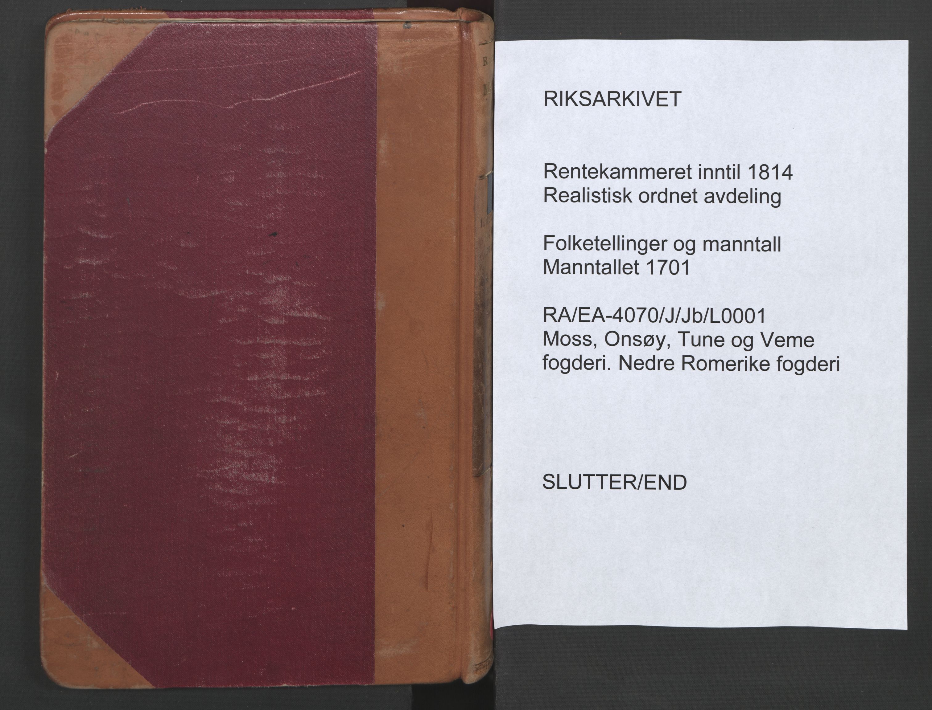 RA, Manntallet 1701, nr. 1: Moss, Onsøy, Tune og Veme fogderi og Nedre Romerike fogderi, 1701