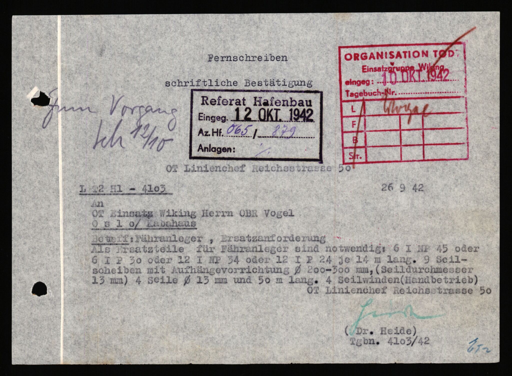 Tyske arkiver, Organisation Todt (OT), Einsatzgruppe Wiking, AV/RA-RAFA-2188/1/E/E2/E2d/L0023: Fähren und Anlegen, 1942-1944, s. 126